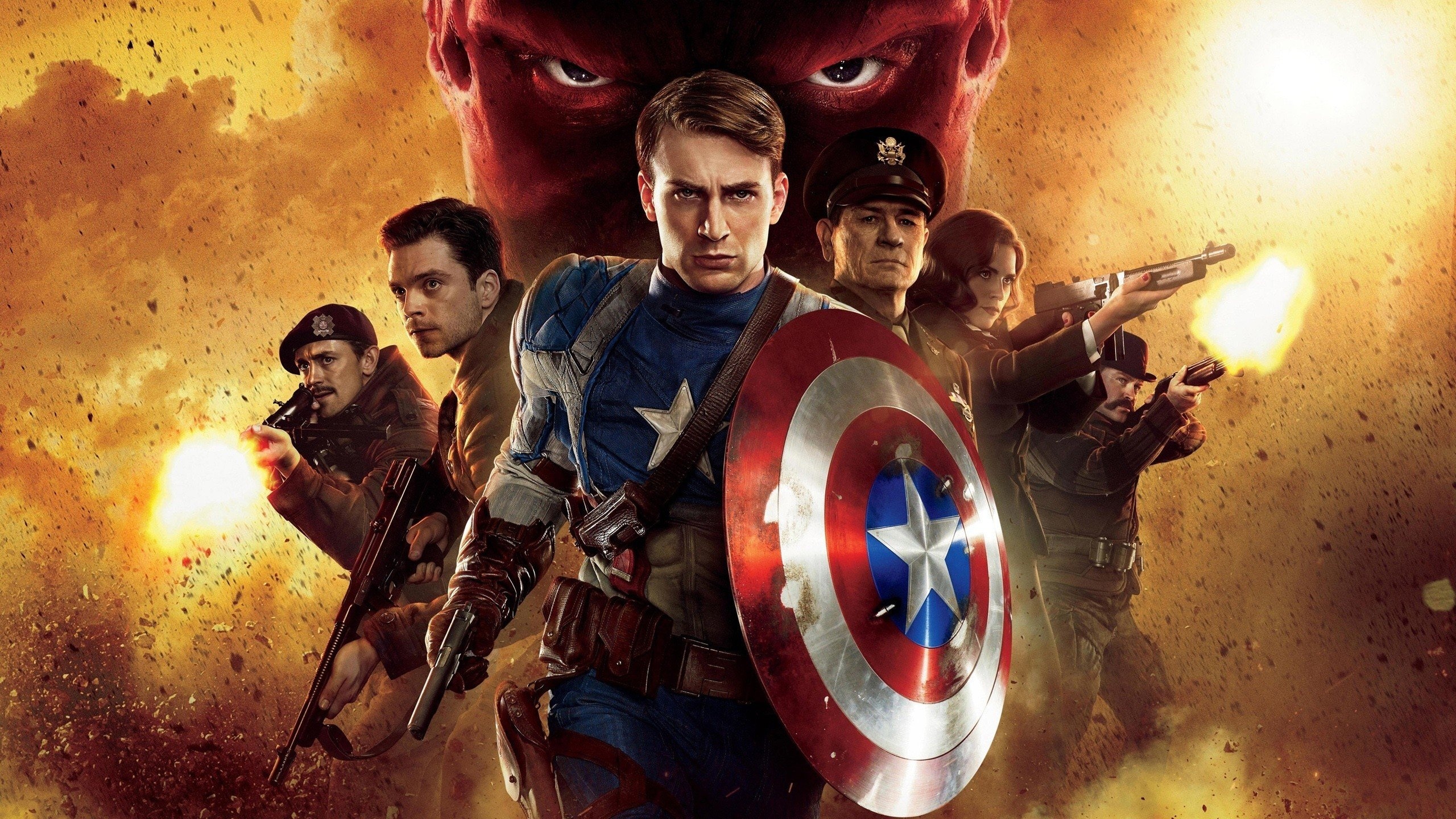 Captain America, Chris Evans, Red Skull, Tommy Lee Jones, 2560x1440 HD Desktop