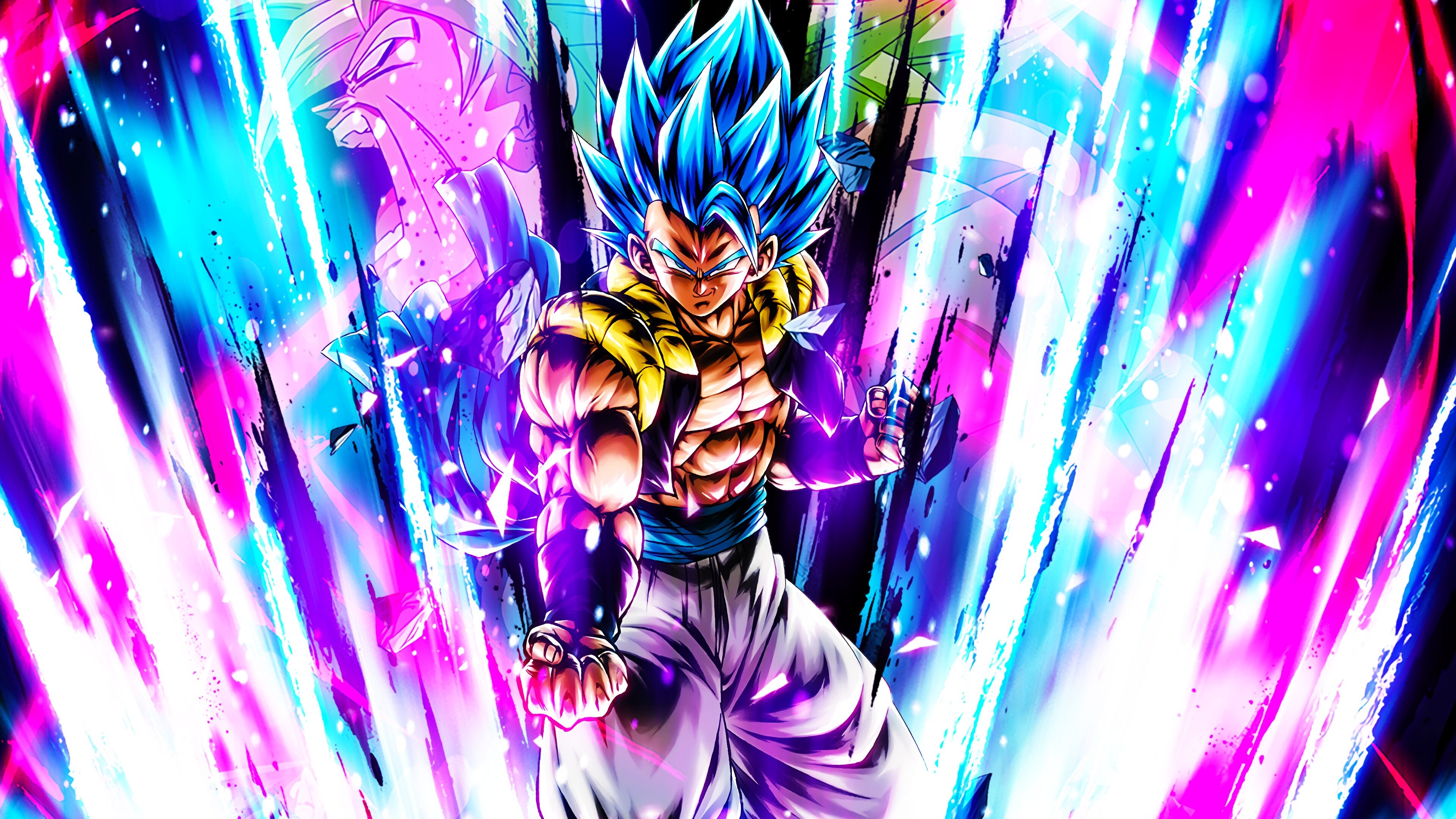 Gogeta: A character that has a dual voice containing both Goku's and Vegeta's voices. 3840x2160 4K Background.