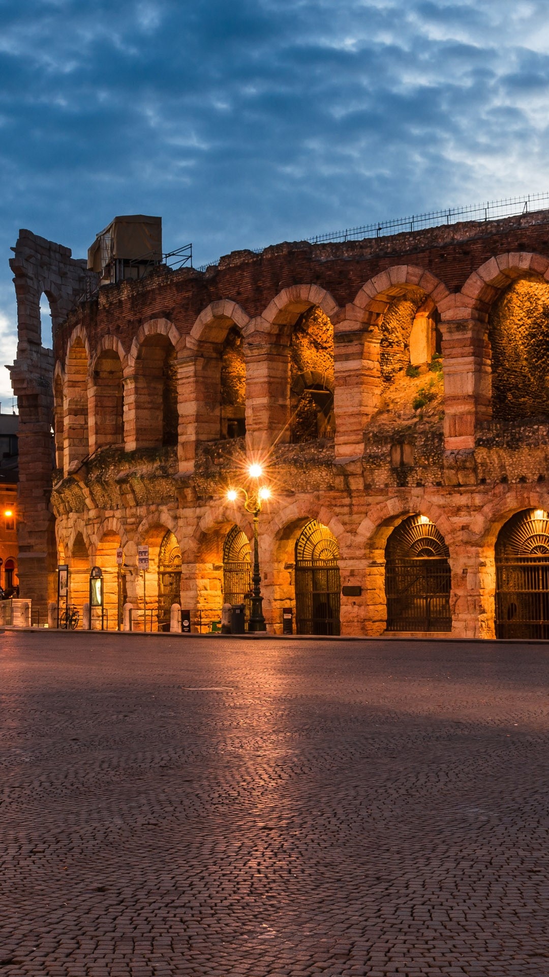 Verona Travels, Verona Arena at dusk, Piazza Bra, Windows 10 spotlight, 1080x1920 Full HD Phone