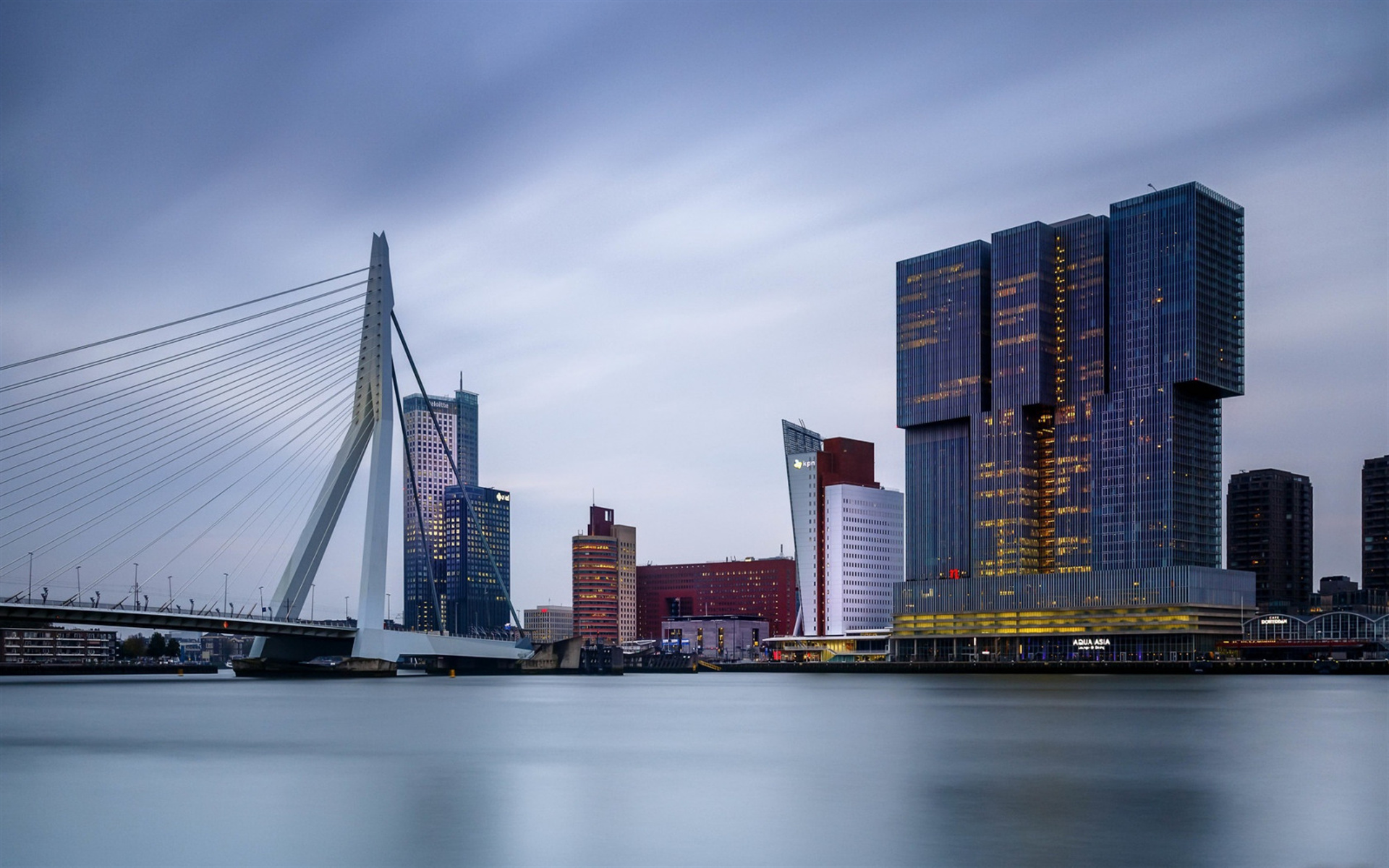 Rotterdam Skyline, Travels, Erasmus Brcke, Modern buildings, 1920x1200 HD Desktop