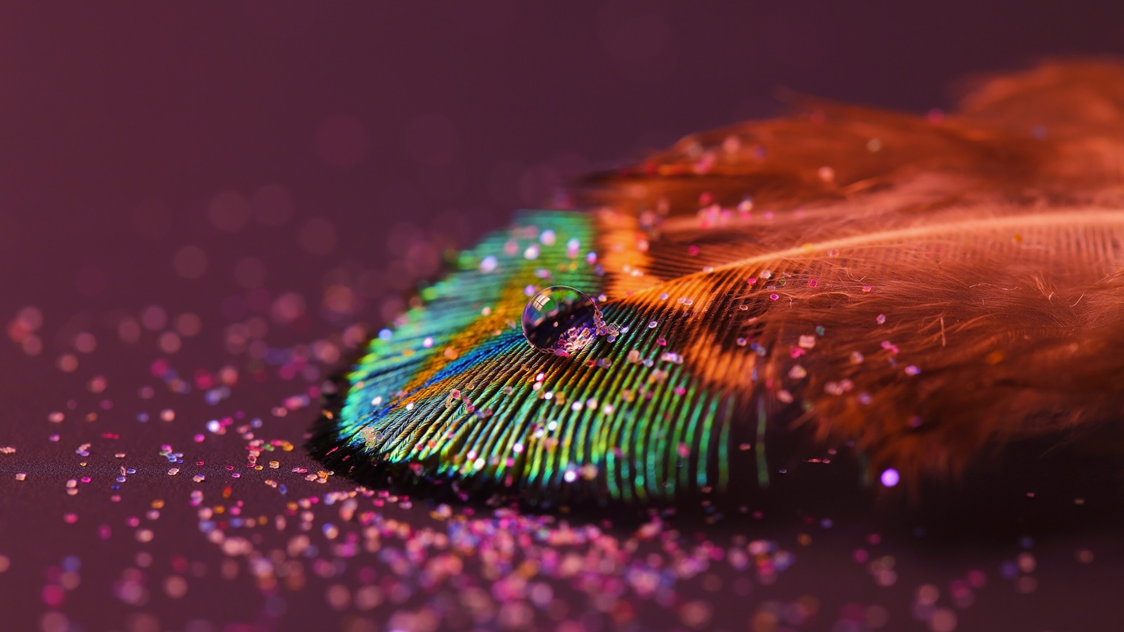 Feather: The pattern and colors of plumage differ between species. 3840x2160 4K Background.