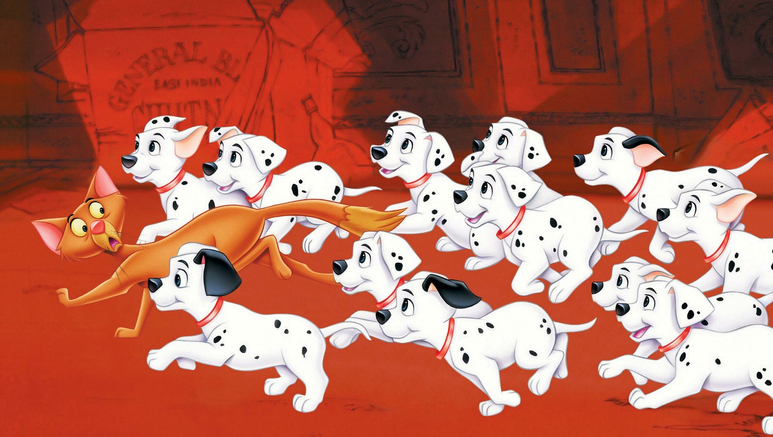 One Hundred and One Dalmatians: The film's plot follows a litter of Dalmatian puppies who are kidnapped by the villainous Cruella de Vil, who wants to make their fur into coats. 2560x1450 HD Background.