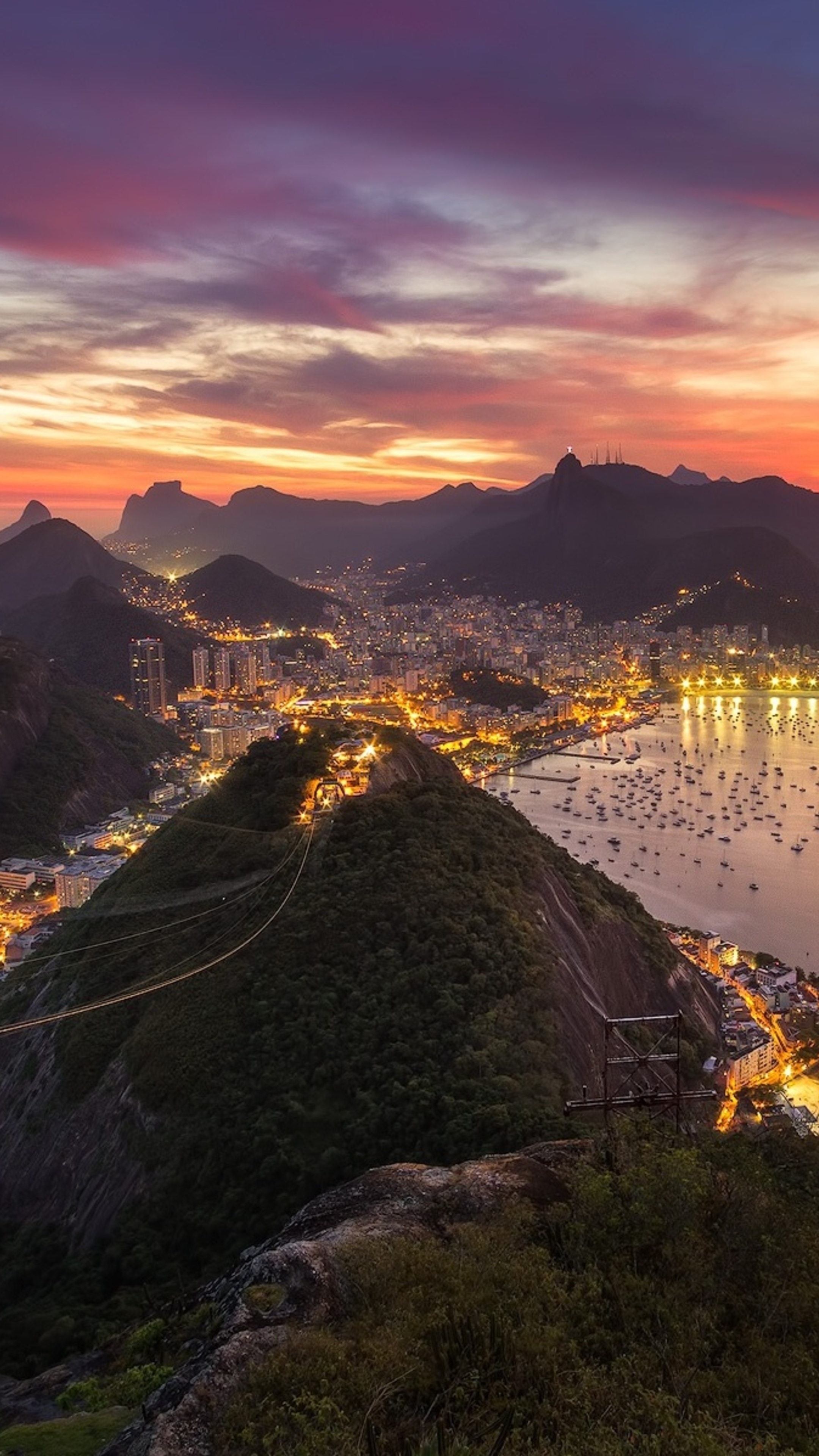 Rio de Janeiro, Brazil cityscape, Evening sunset, Xperia x xz z5 premium, 2160x3840 4K Phone