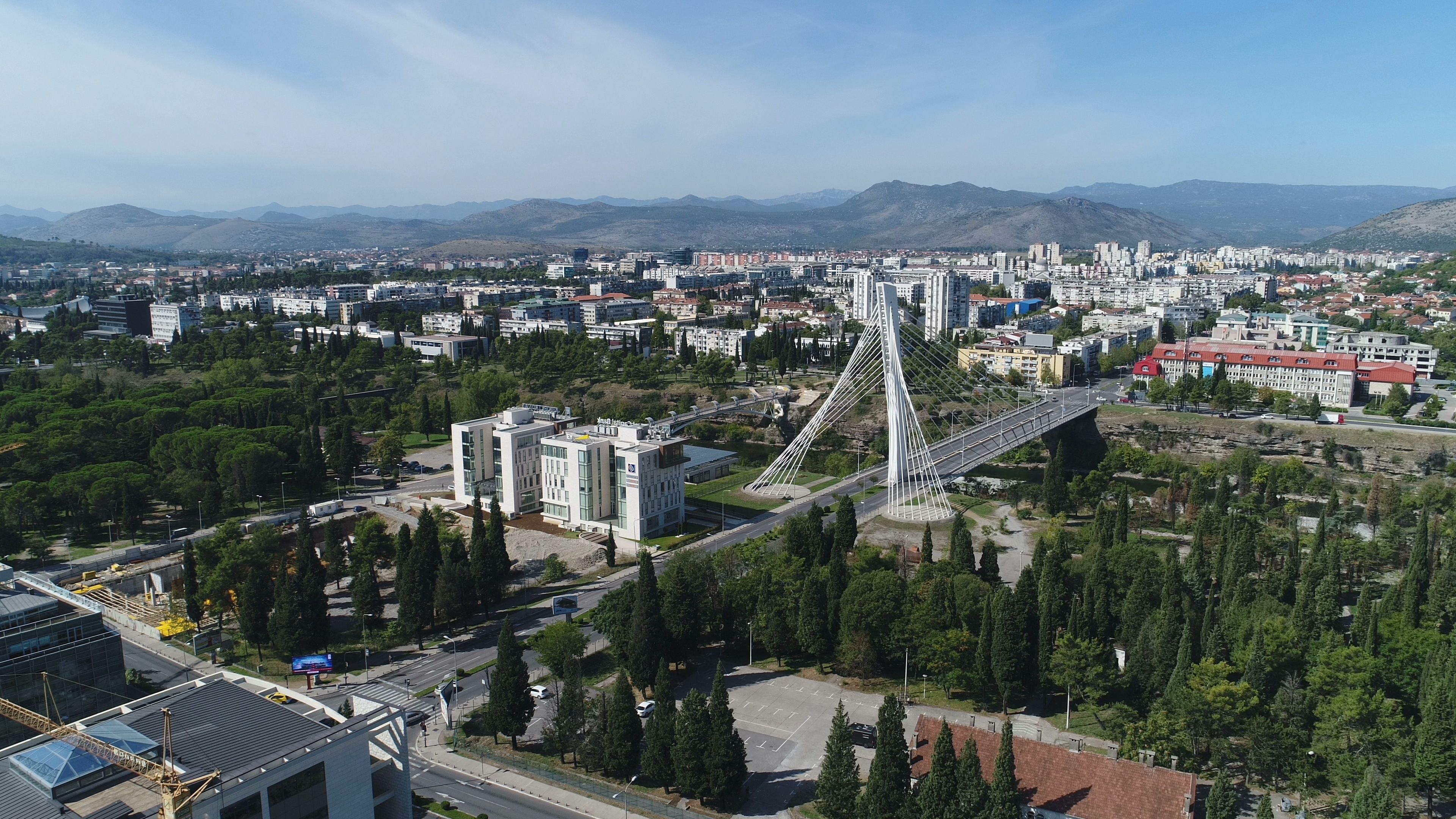 Podgorica, Montenegro, Millennium Bridge, Aerial view, City skyline, 3840x2160 4K Desktop