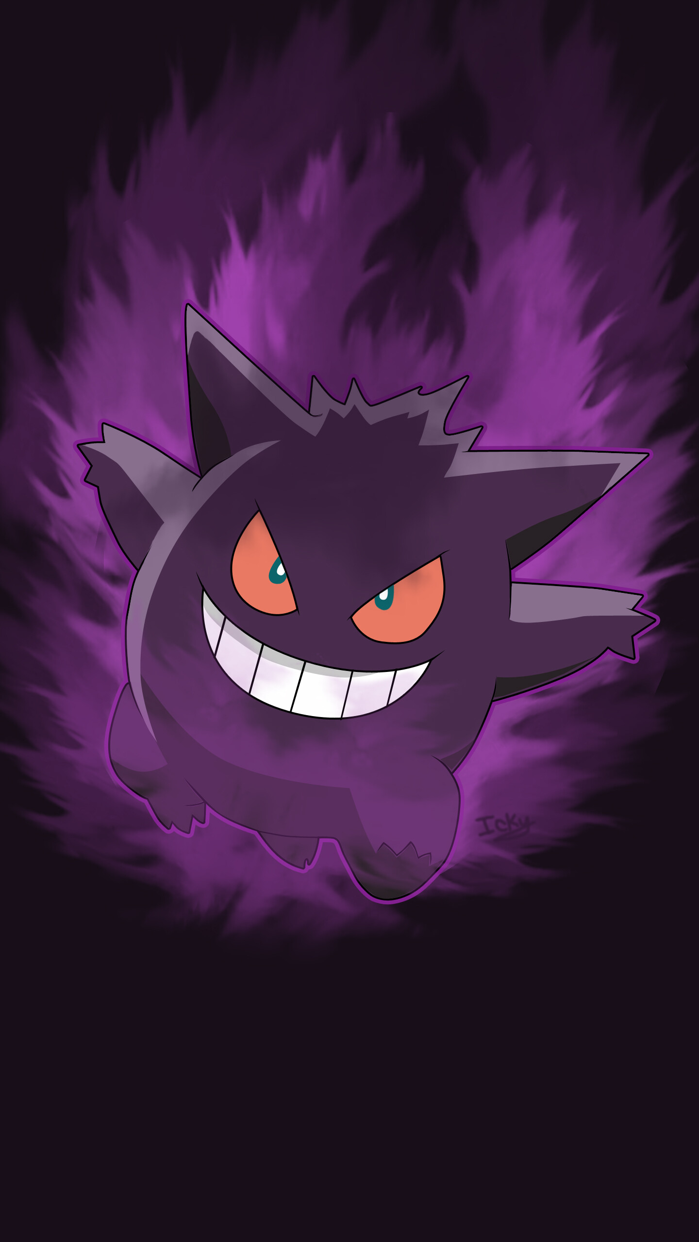 Ghost Pokemon: Gengar, A very mischievous, and at times, malicious species, The master of stealth. 1440x2560 HD Wallpaper.