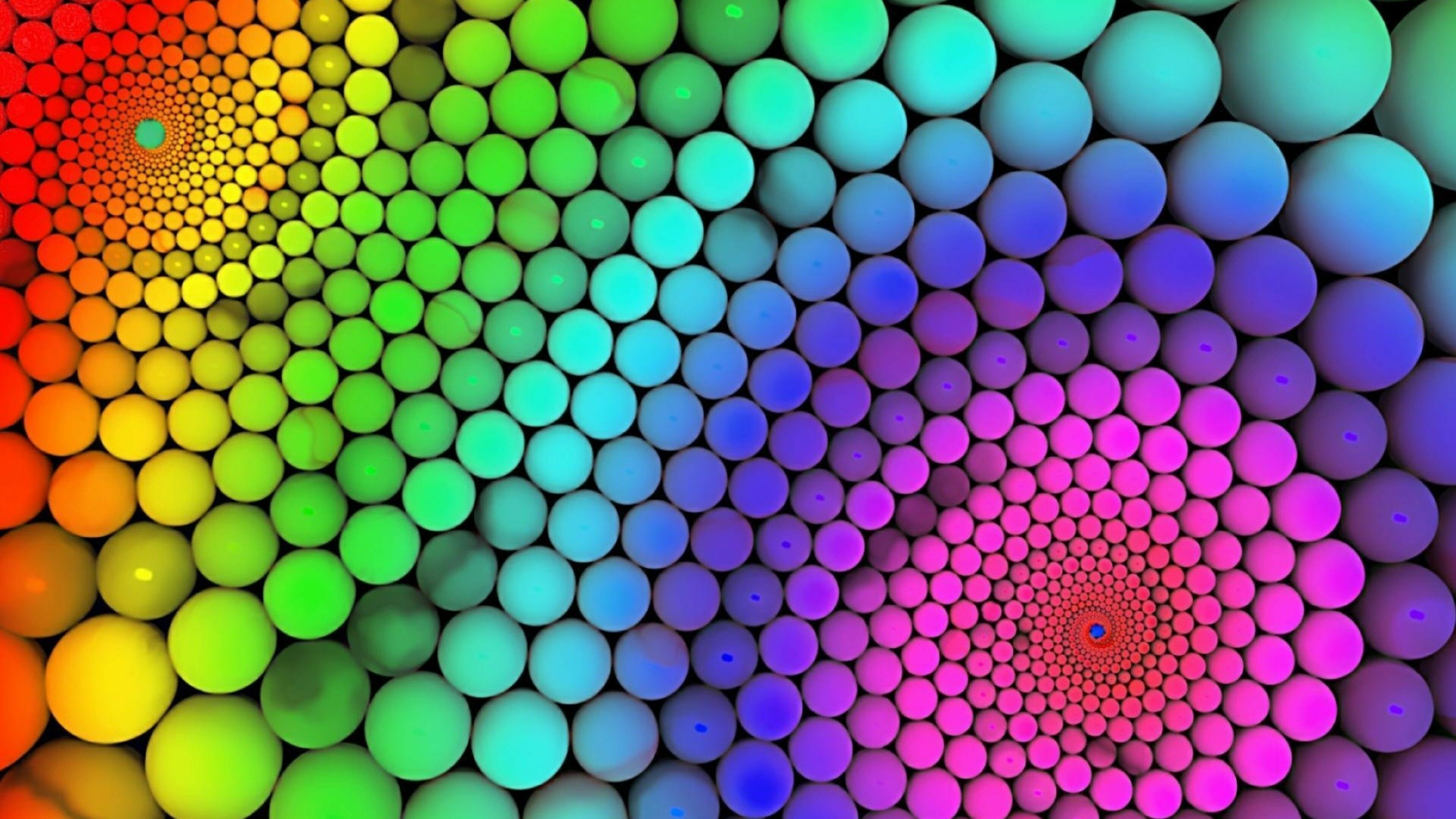 Rainbow Colors: Spiral art, Optic illusion, Gradient, Multitone. 3840x2160 4K Background.