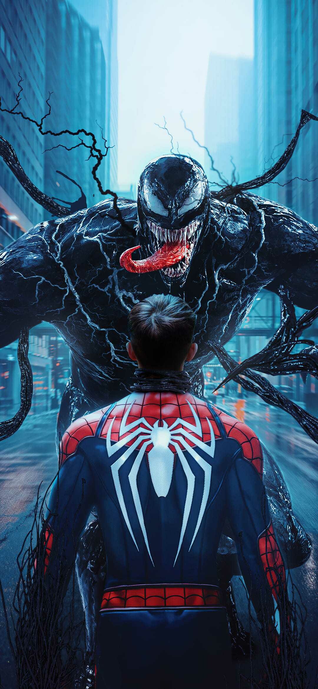 Venom, Marvel anti-hero, Dark symbiote, Intense action, 1080x2340 HD Phone