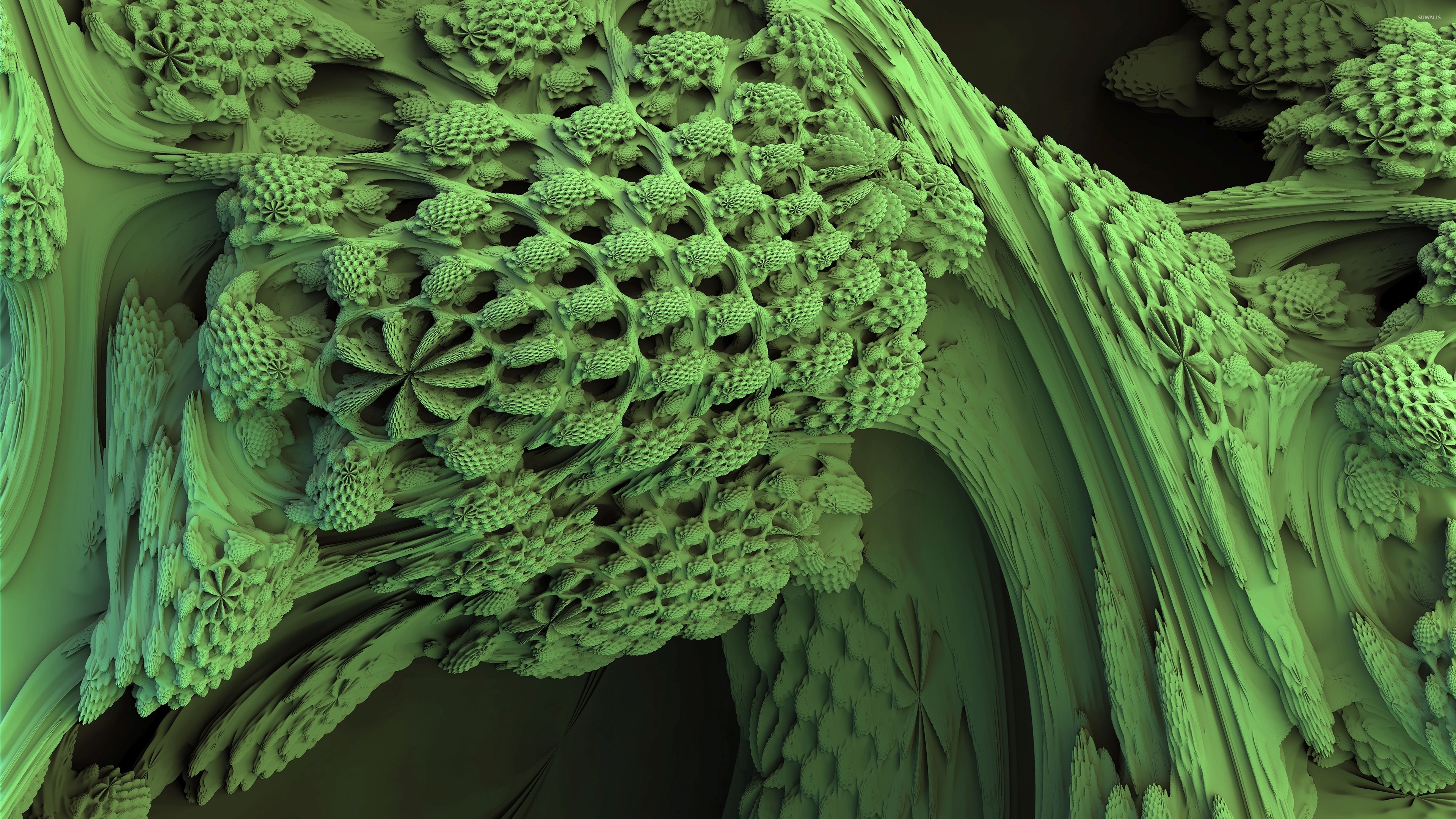 Green fractal, Abstract wallpapers, Colorful imagery, Abstract design, 3840x2160 4K Desktop