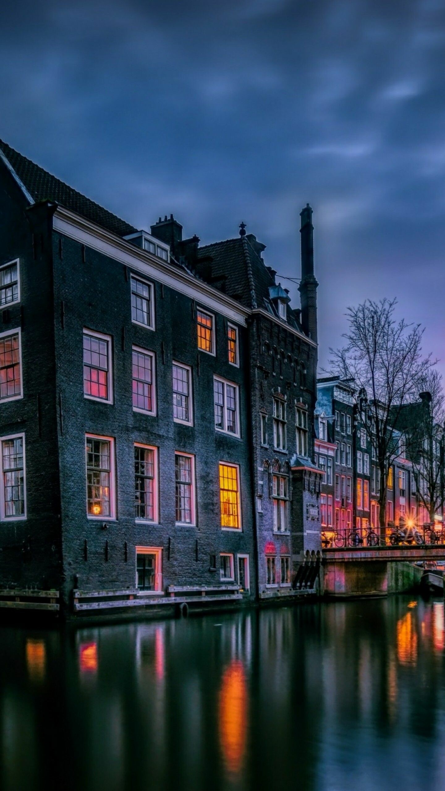 Netherlands: Amsterdam's main attractions, Historic canals. 1440x2560 HD Wallpaper.