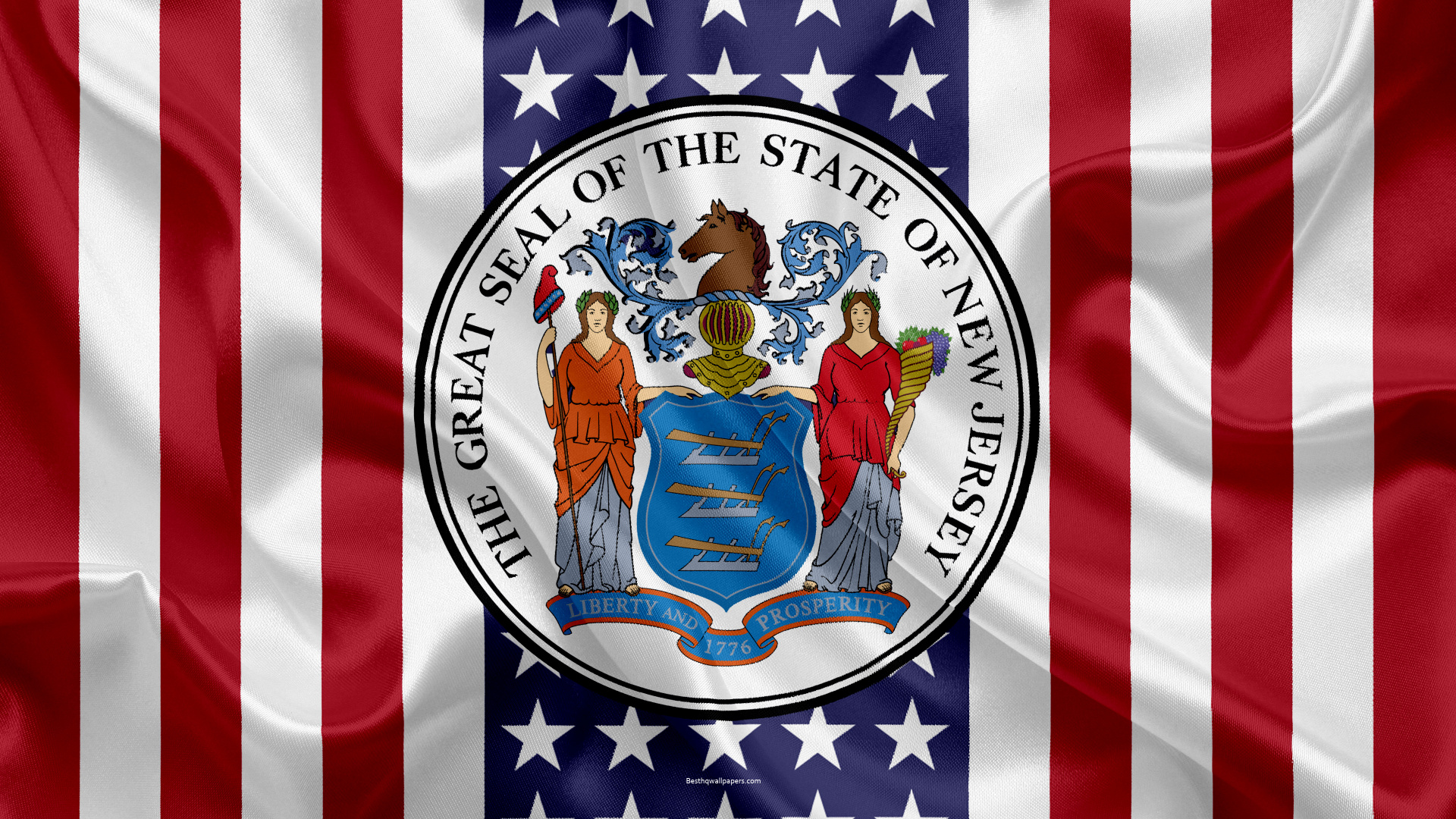 New Jersey, Travels, American state seal, Patriotic wallpapers, 1920x1080 Full HD Desktop