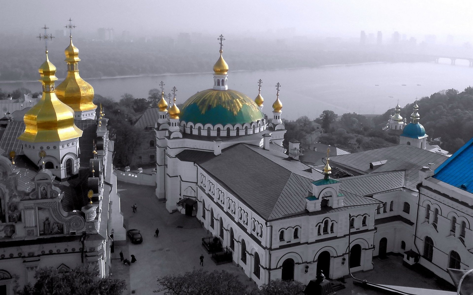 Kyiv's religious heritage, Eastern Orthodox Lavra, Urban city landscape, Ukrainian baroque, 1920x1200 HD Desktop