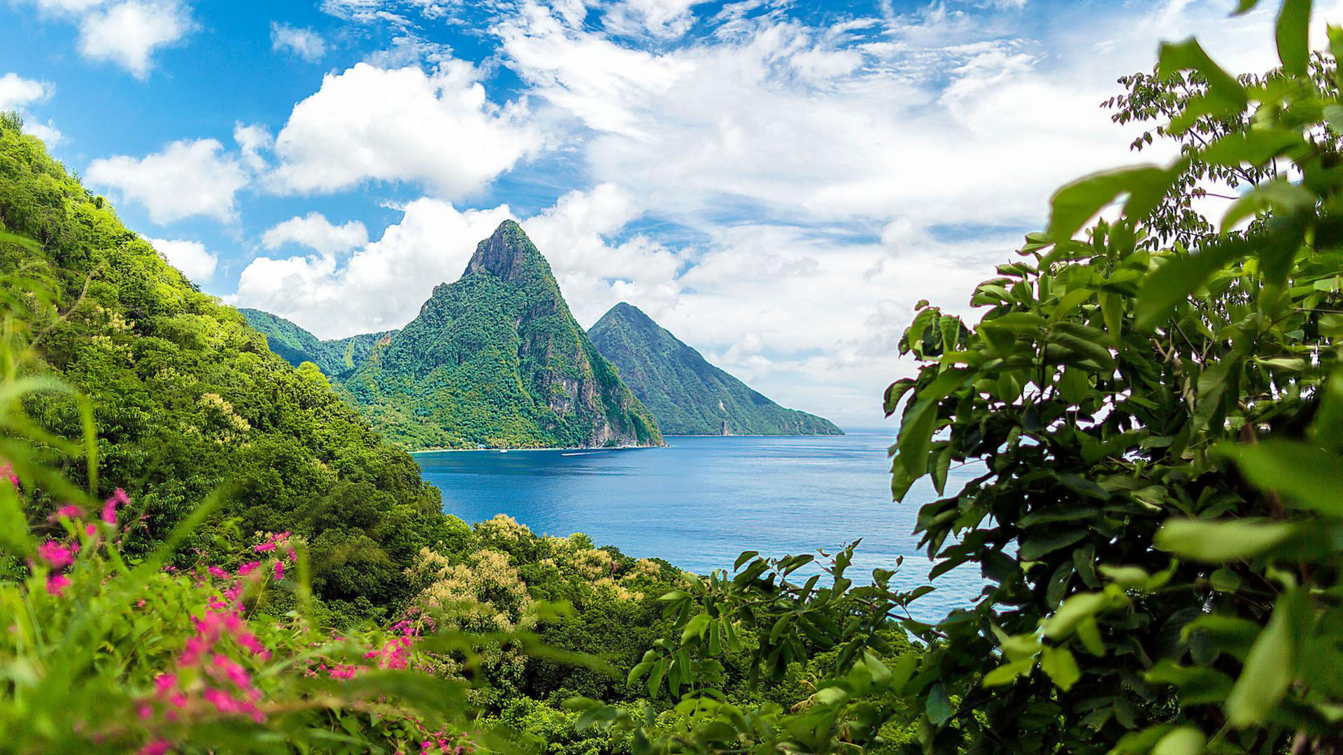 Mountain peaks, Saint Lucia, Latin America, Caribbean, 1920x1080 Full HD Desktop