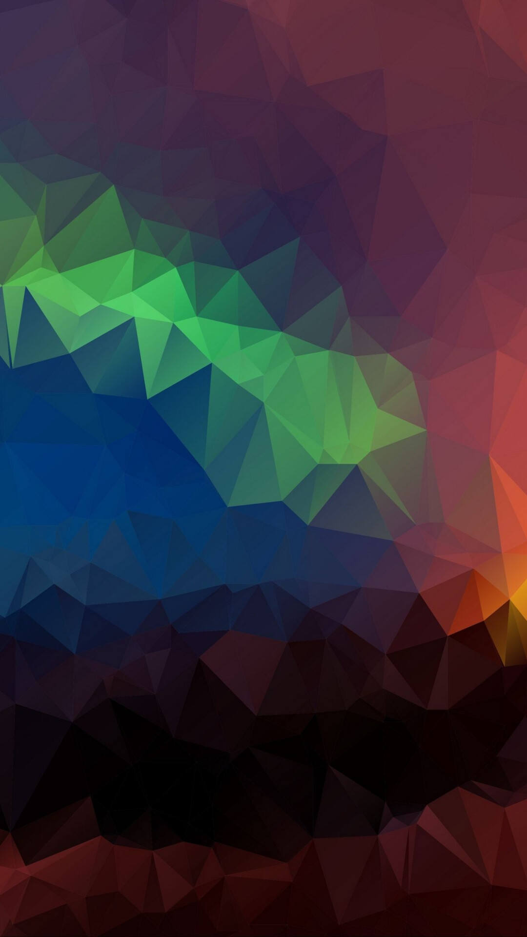 Geometry: Low polygonal art, Multicolored polygons, Regular shapes. 1080x1920 Full HD Wallpaper.