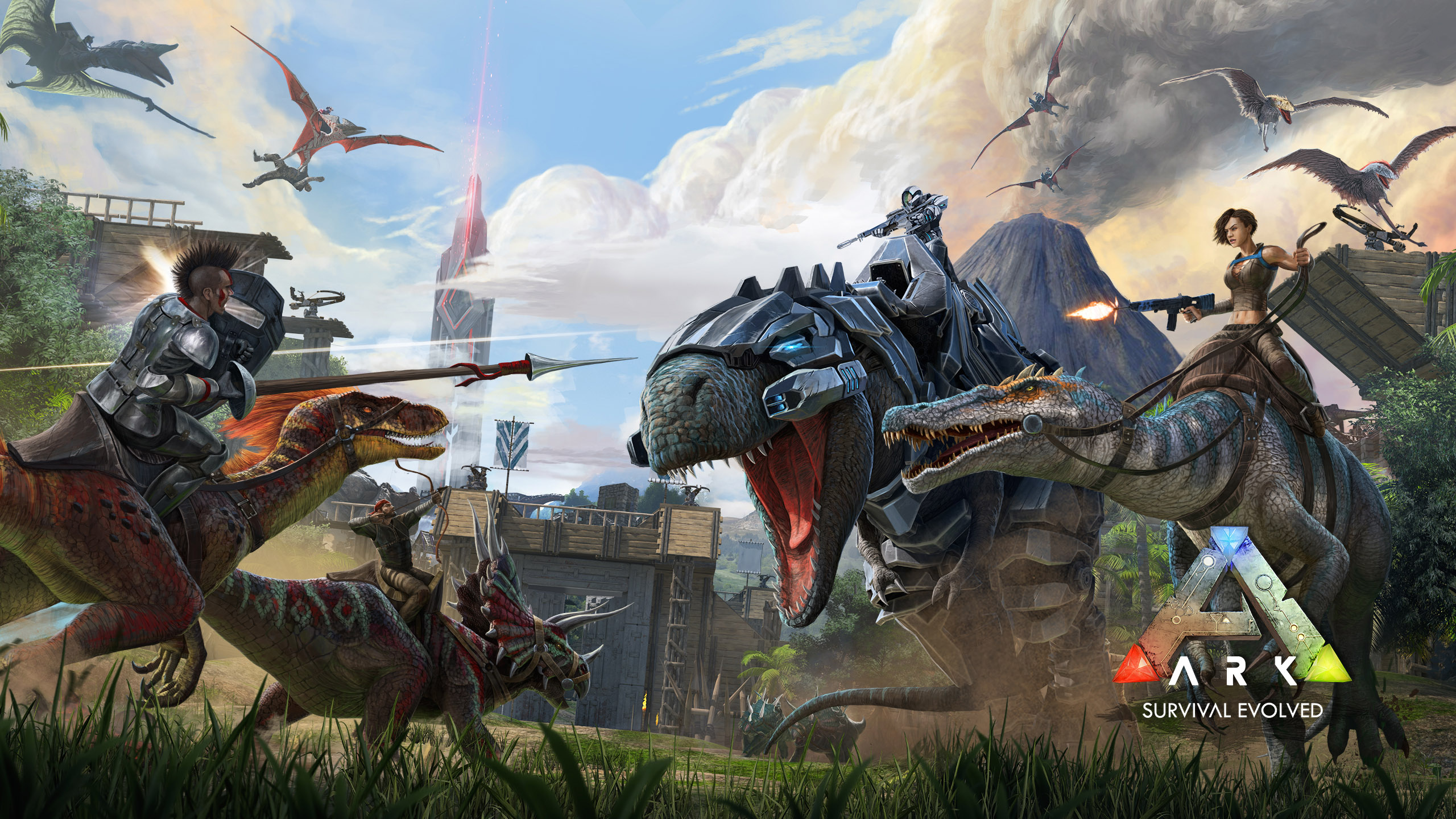 ARK: Survival Evolved: One of the primary game mechanics of the game is taming creatures. 2560x1440 HD Background.