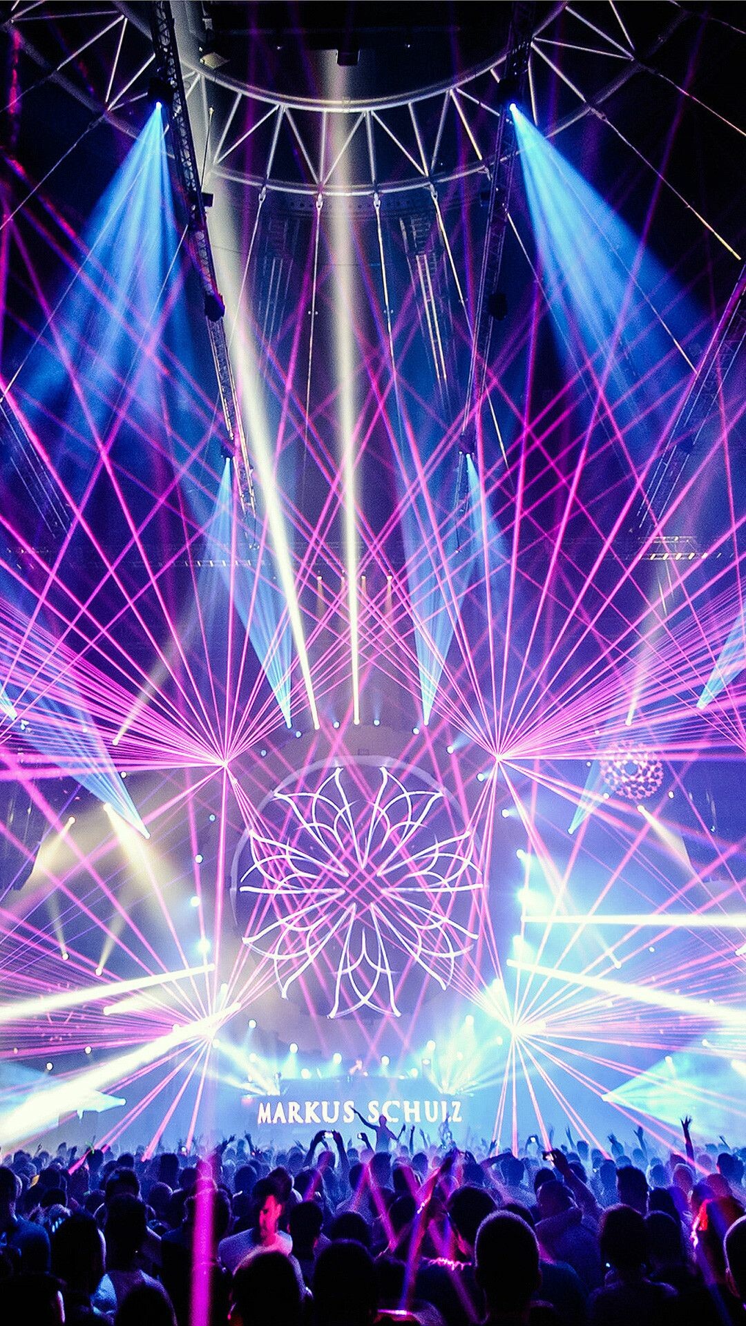 Party: EDM Festival, Lighting, Music, Concert, Neon, Markus Schuz. 1080x1920 Full HD Wallpaper.