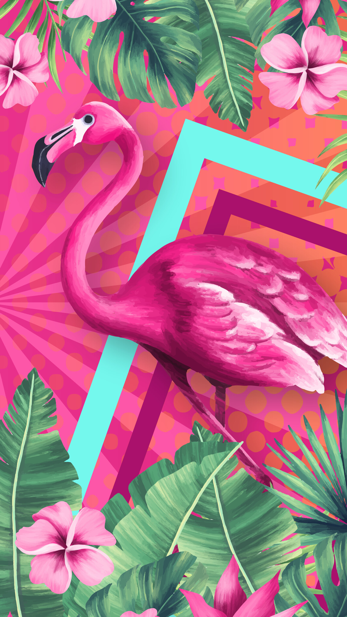 Flamingo: Known for their long legs and striking bright pink feathers. 1160x2050 HD Background.