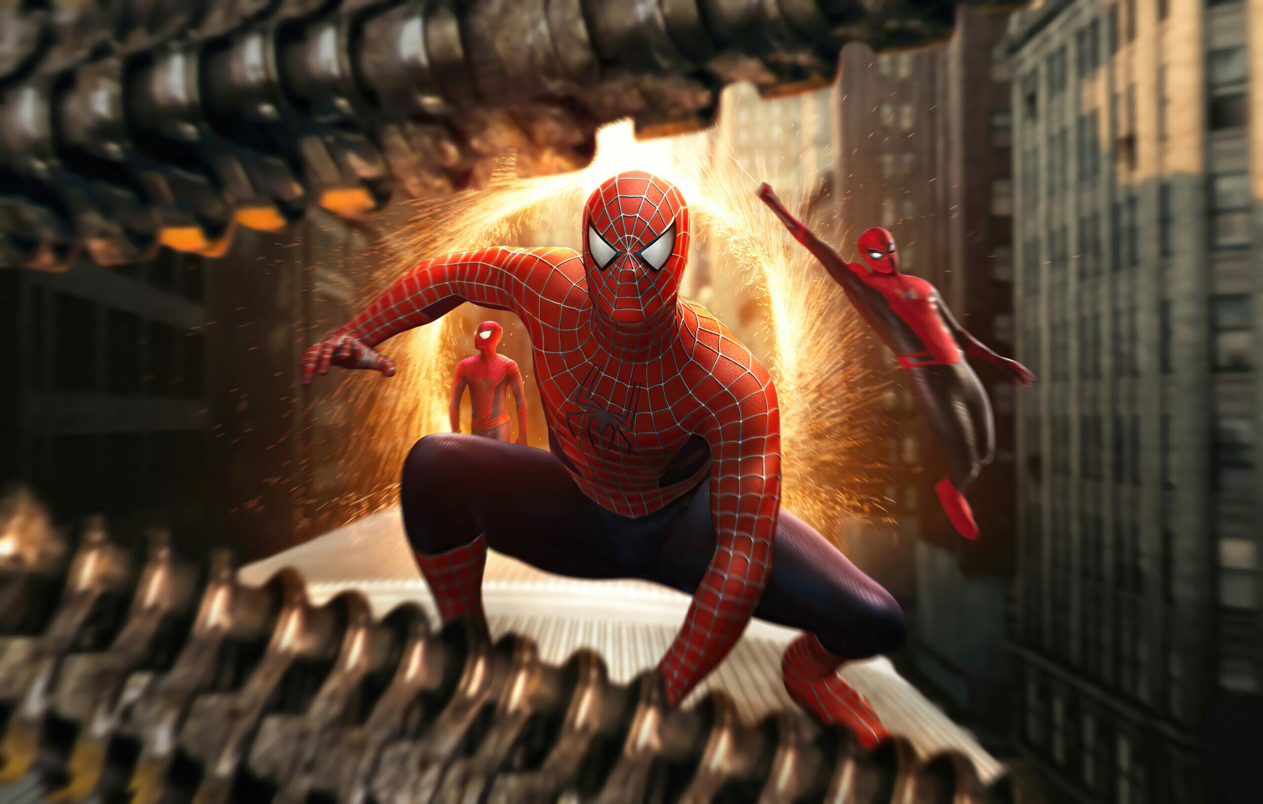 Spider-Man: No Way Home: Andrew Garfield, Tobey Maguire, and Tom Holland, 2021 movie. 2560x1630 HD Wallpaper.