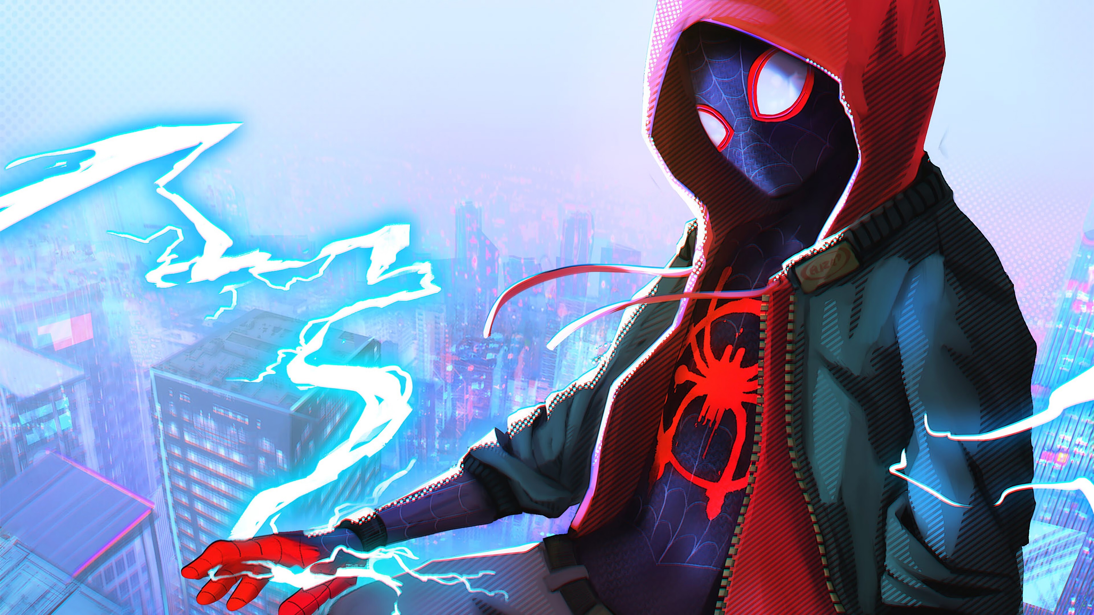 Spider-Man: Into the Spider-Verse: Film featuring the Marvel Comics character Miles Morales. 3840x2160 4K Wallpaper.