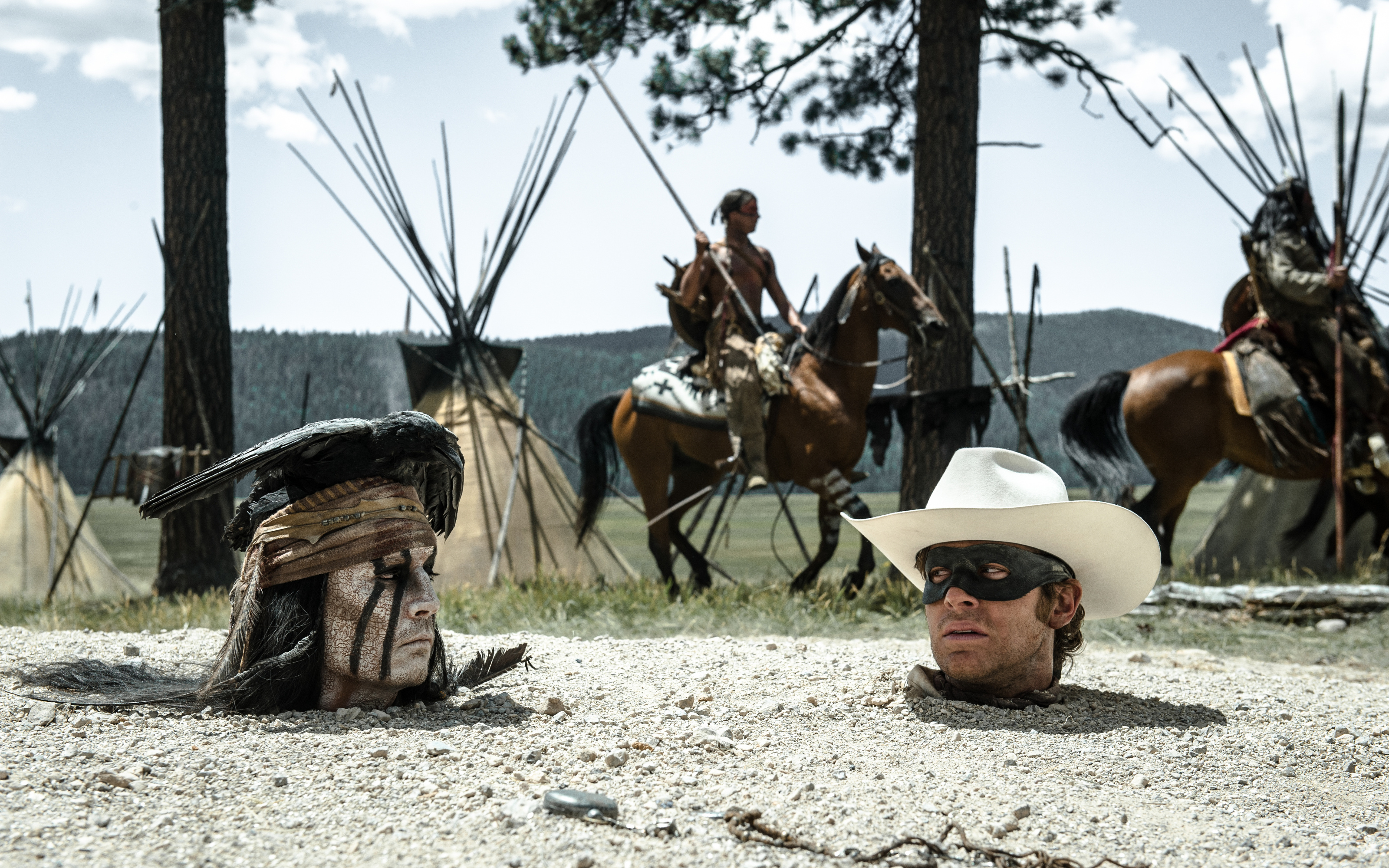 The Lone Ranger movie, Armie Hammer as John Reid, Johnny Depp as Tonto, Dynamic wallpaper, 3200x2000 HD Desktop