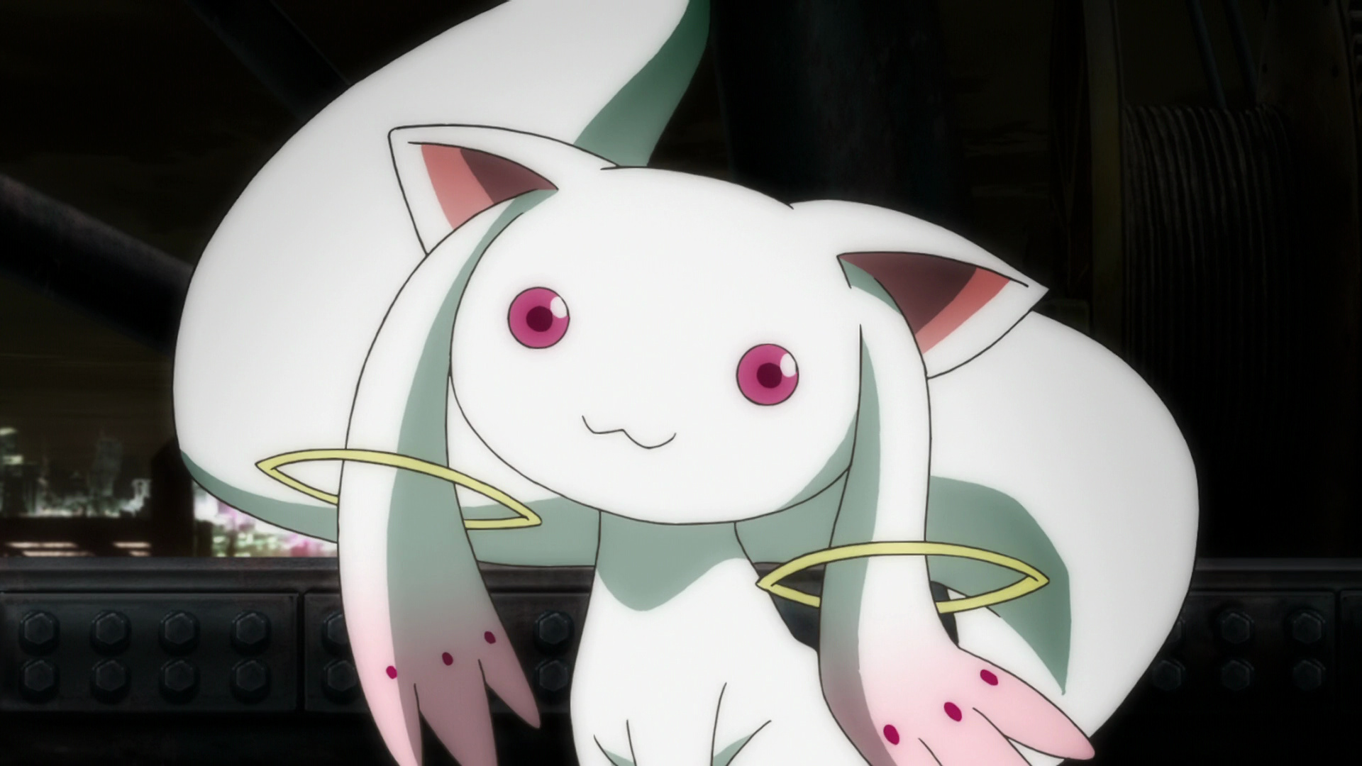 Kyubey, Anime character, Abstract background, Magical creature, 1920x1080 Full HD Desktop