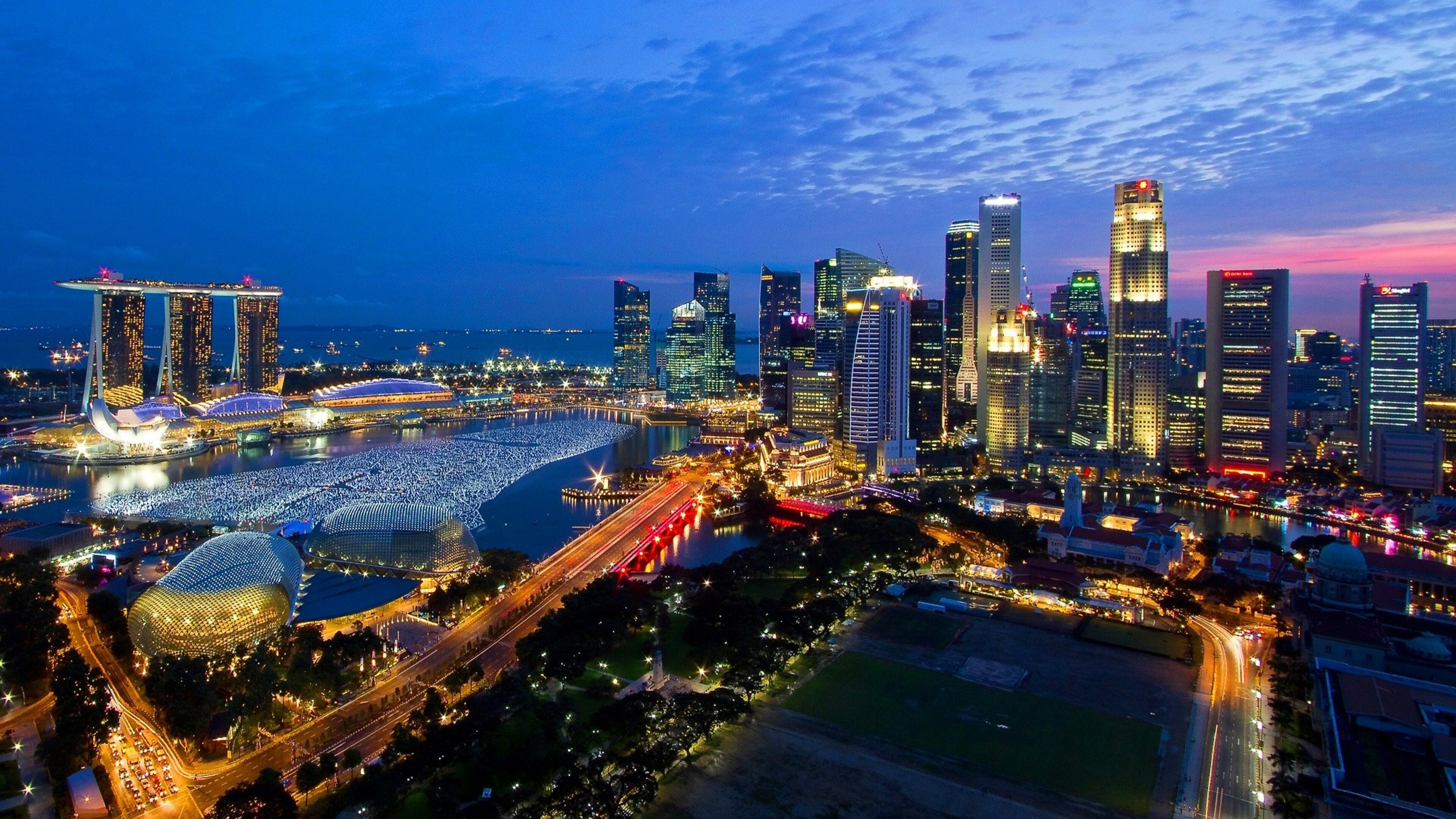 Singapore: A sovereign island country and city-state in maritime Southeast Asia. 3840x2160 4K Background.