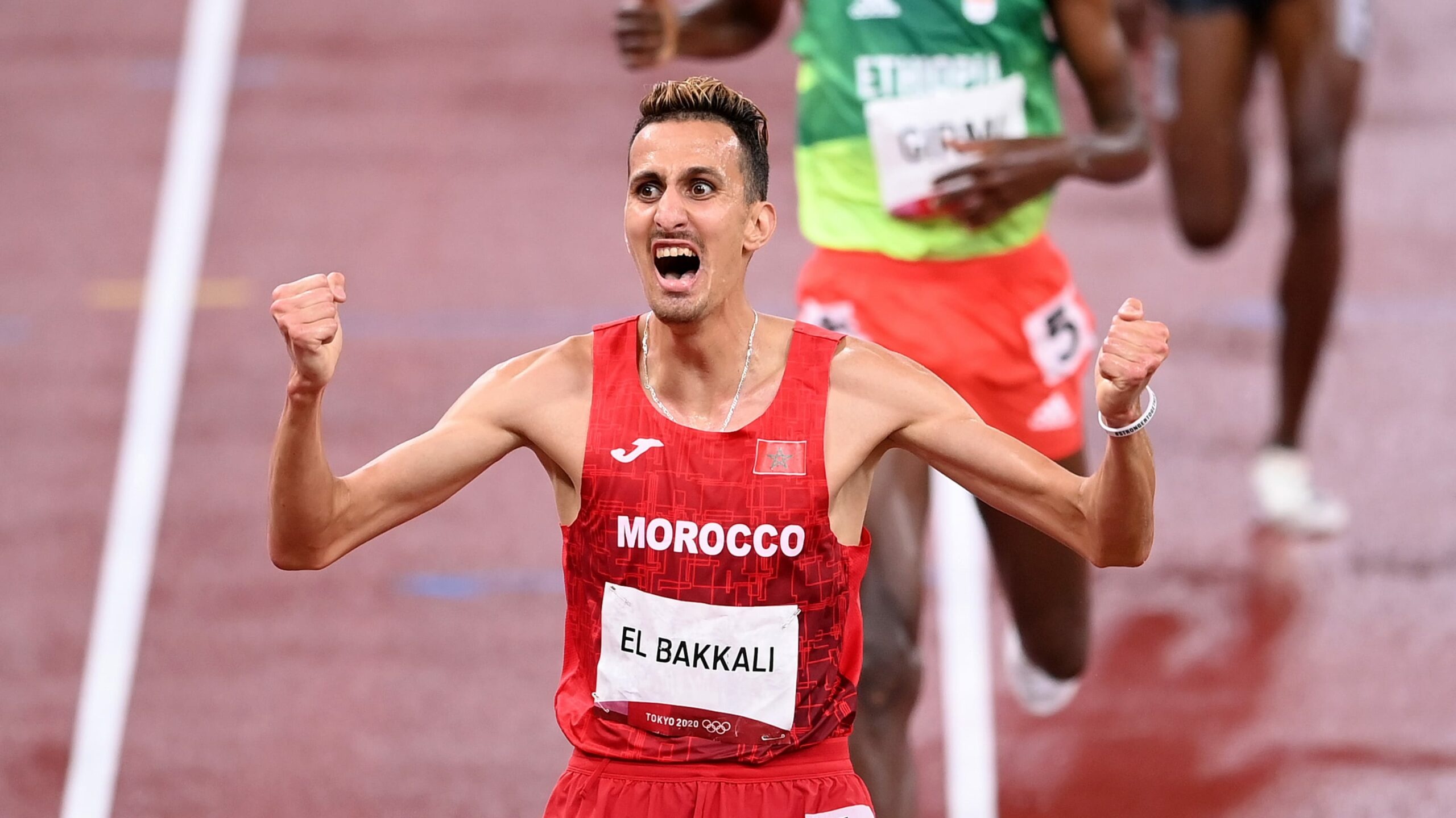 Soufiane El Bakkali, Moroccan athlete, World Championships, Tokyo Olympics, 2560x1440 HD Desktop