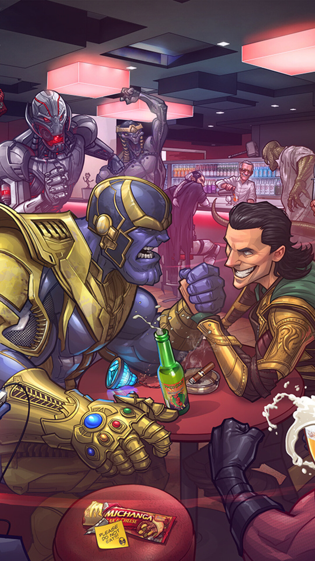 Marvel Villain: Thanos, An Eternal–Deviant warlord from the moon Titan. 1080x1920 Full HD Wallpaper.