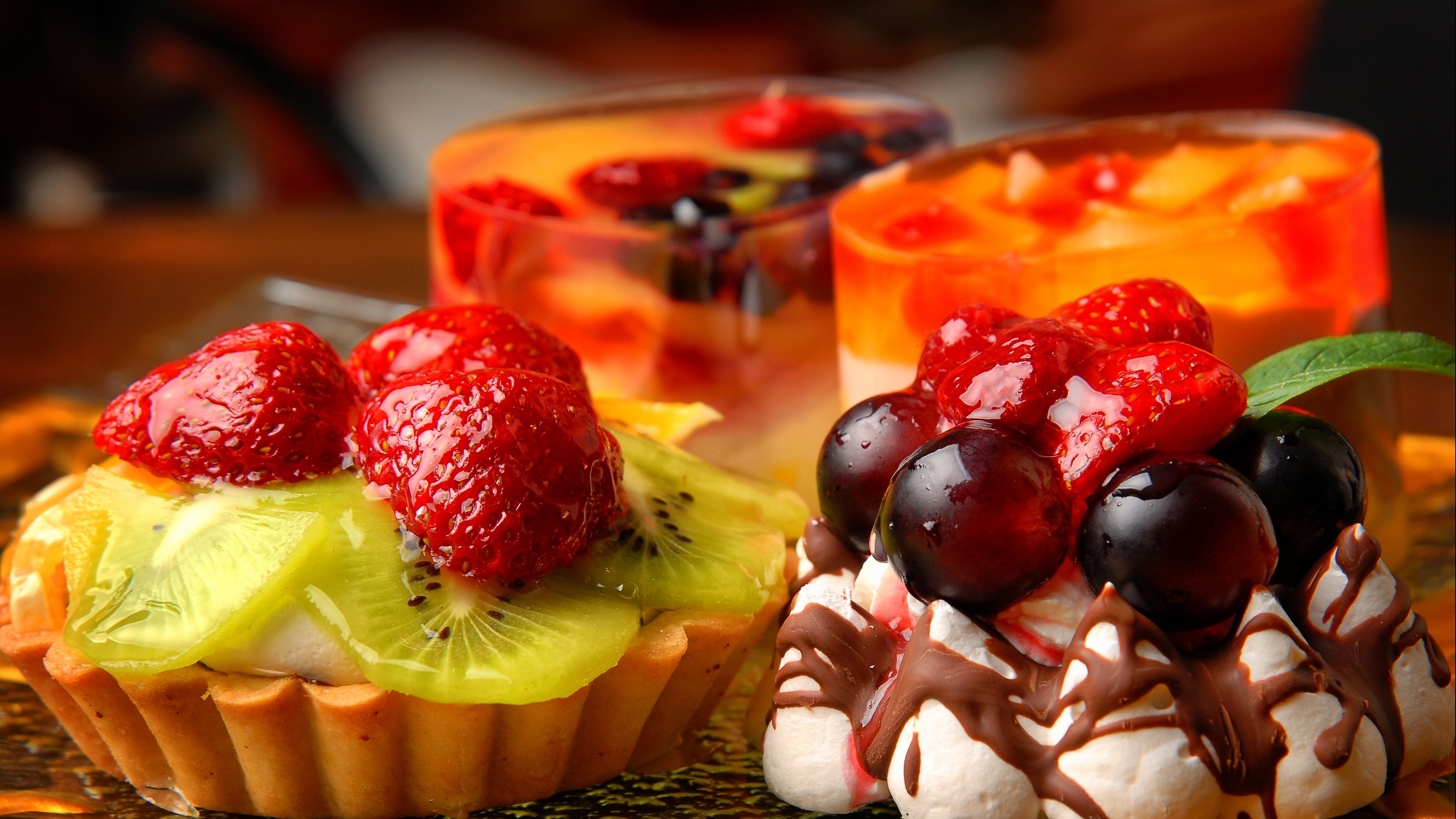 Fruit jelly collage, Chocolatey twist, Delicious sweetness, Tempting flavors, 3840x2160 4K Desktop
