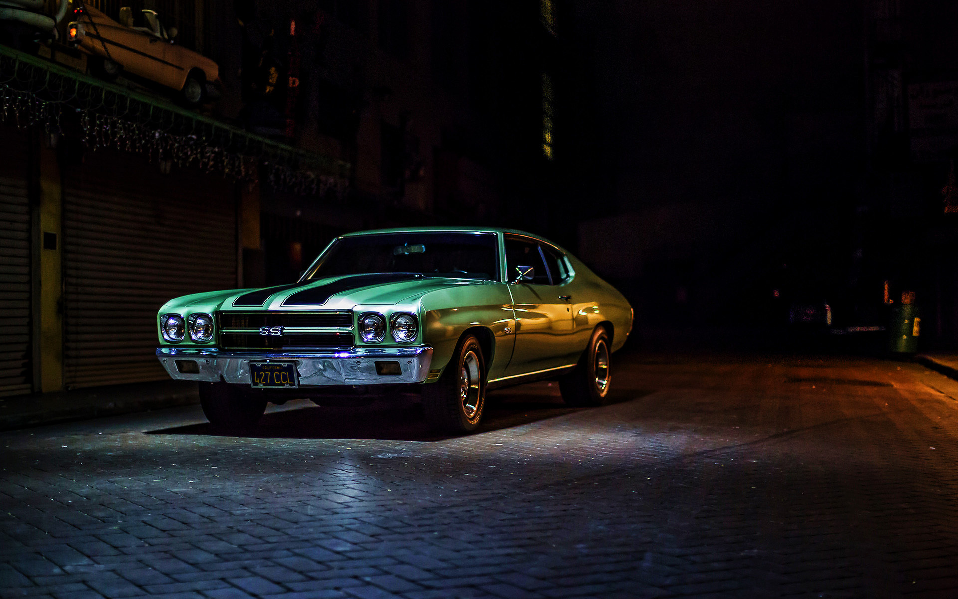 Muscle car wallpapers, Chevrolet Chevelle SS, 1970 retro cars, American muscle, Nighttime showcase, 1920x1200 HD Desktop