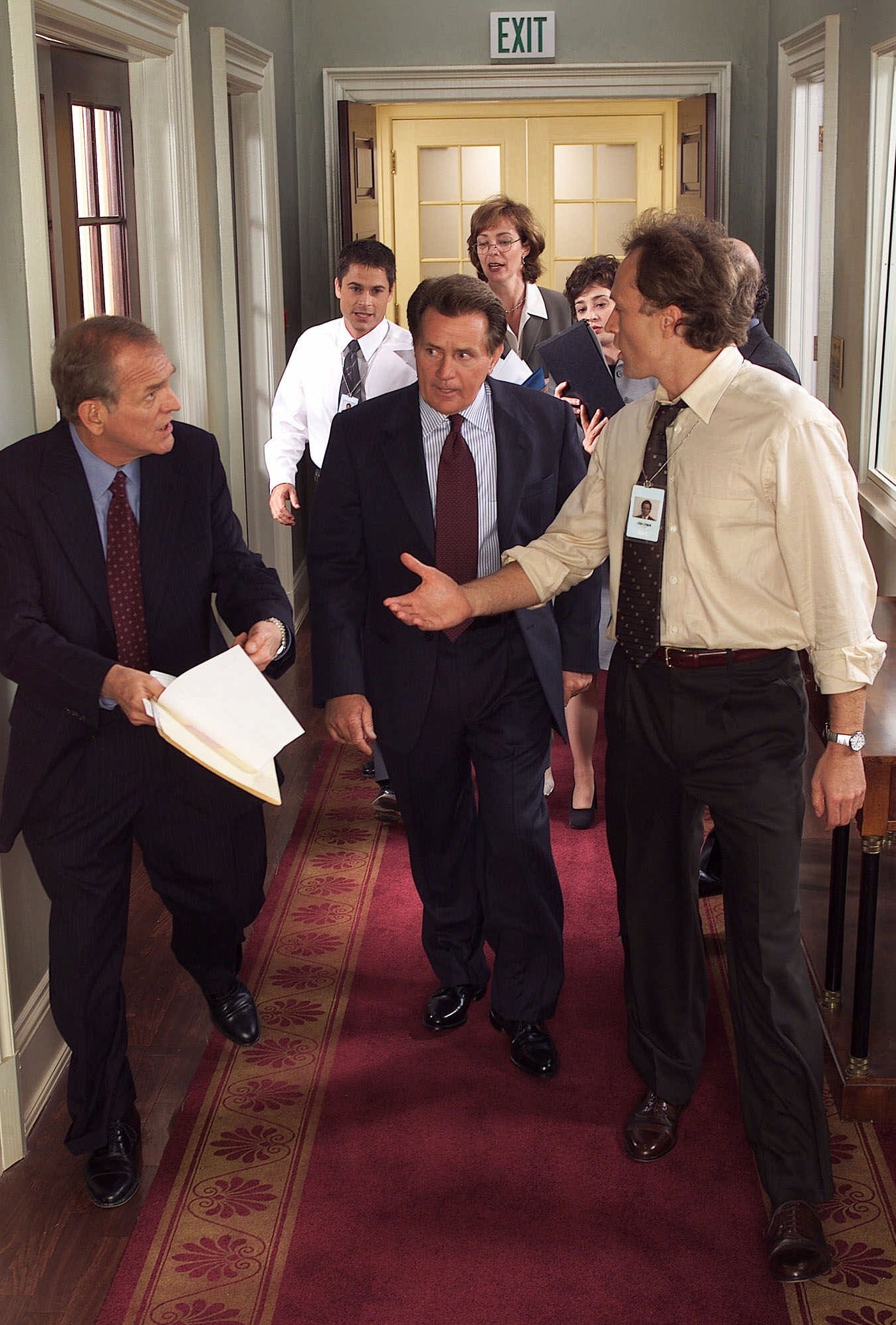 The West Wing (TV Series): Leo McGarry - the chief of staff, Jed Bartlet - the President, Josh Lyman - the deputy chief of staff. 1350x2000 HD Wallpaper.