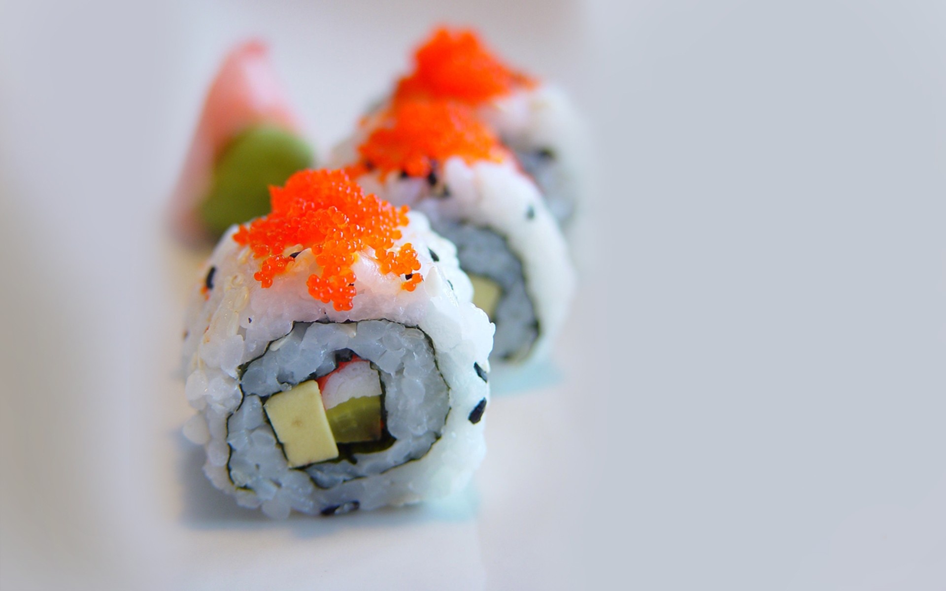 Sushi: Uramaki, Inside-out rolls, a recent twist on the traditional roll. 1920x1200 HD Wallpaper.