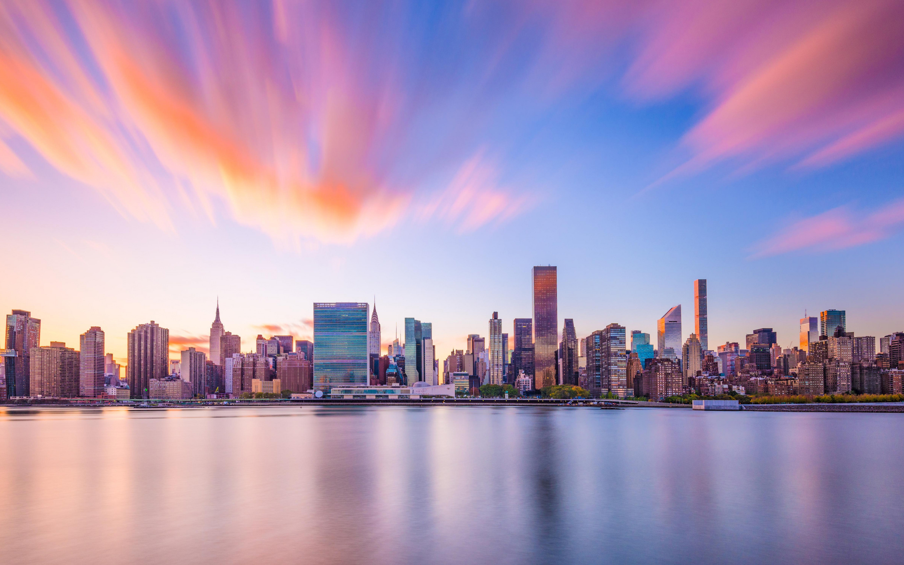 New York evening sunset, New York skyline, Bay view, USA travel, 2880x1800 HD Desktop