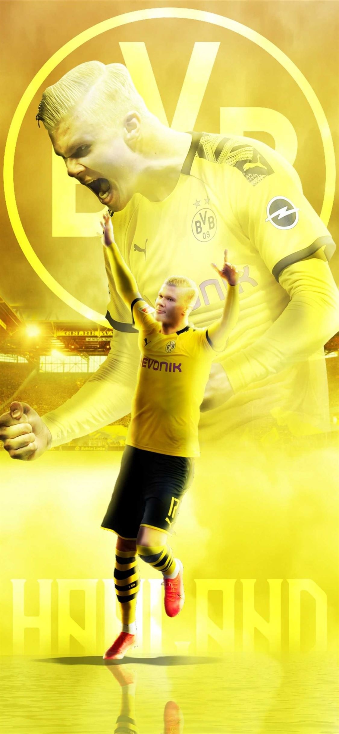 Borussia Dortmund: Erling Halland, a Norwegian professional footballer. 1130x2440 HD Background.