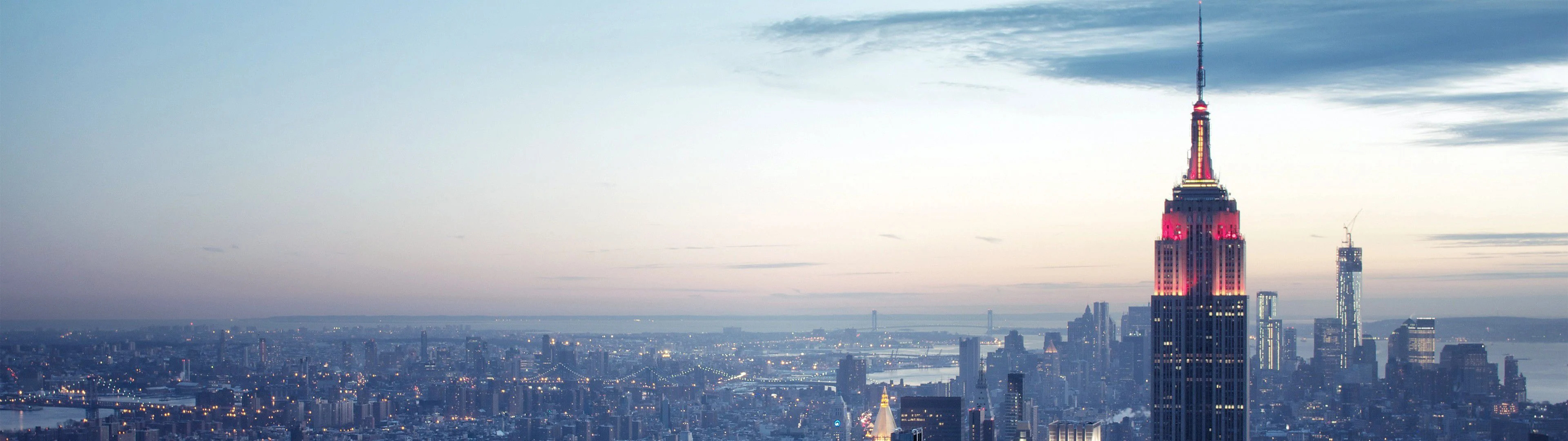 New York: The Capital of the World, Panoramic view. 3840x1080 Dual Screen Wallpaper.
