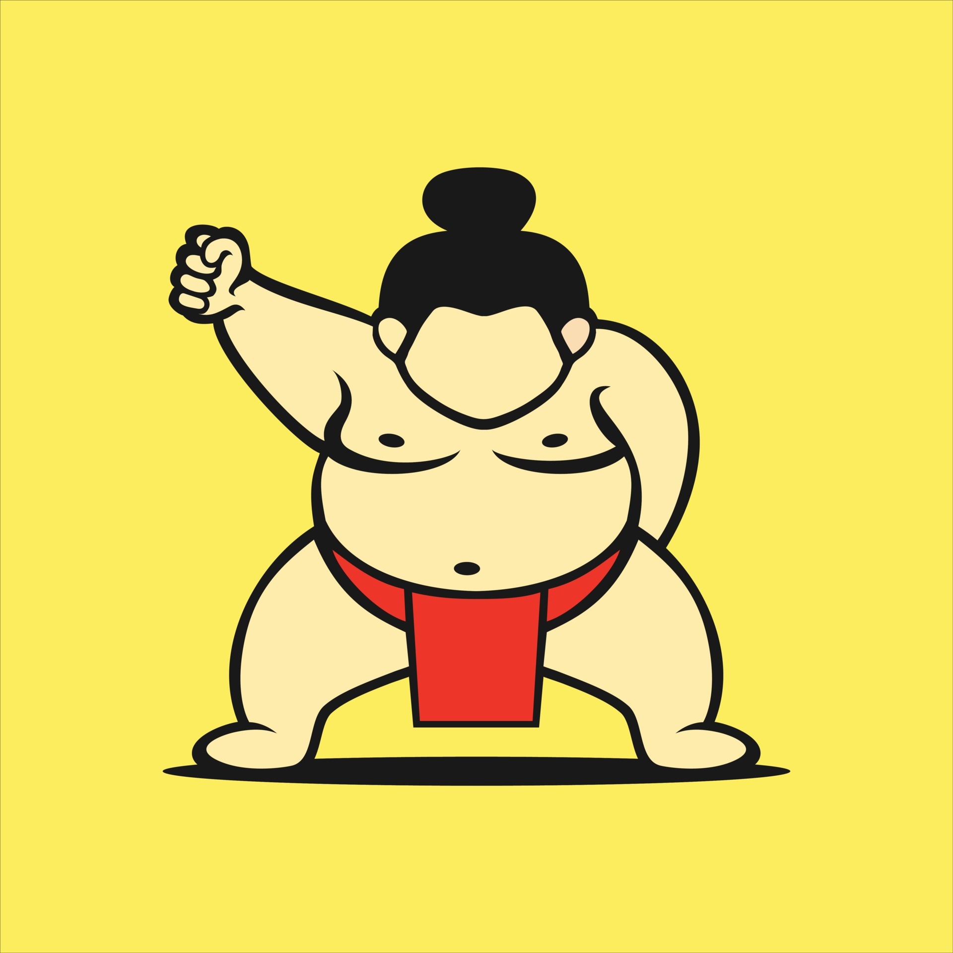 Sumo: Rikishi minimalistic vector fan art, Japanese wrestler. 1920x1920 HD Background.