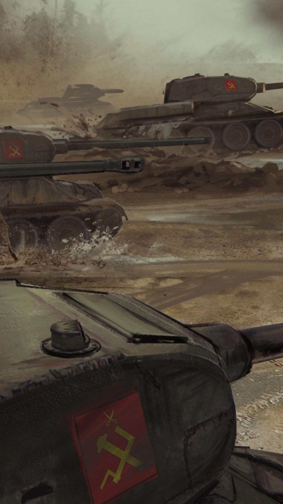 Girls und Panzer: Pravda Girls High School, Soviet symbols, Tank battle. 1080x1920 Full HD Wallpaper.