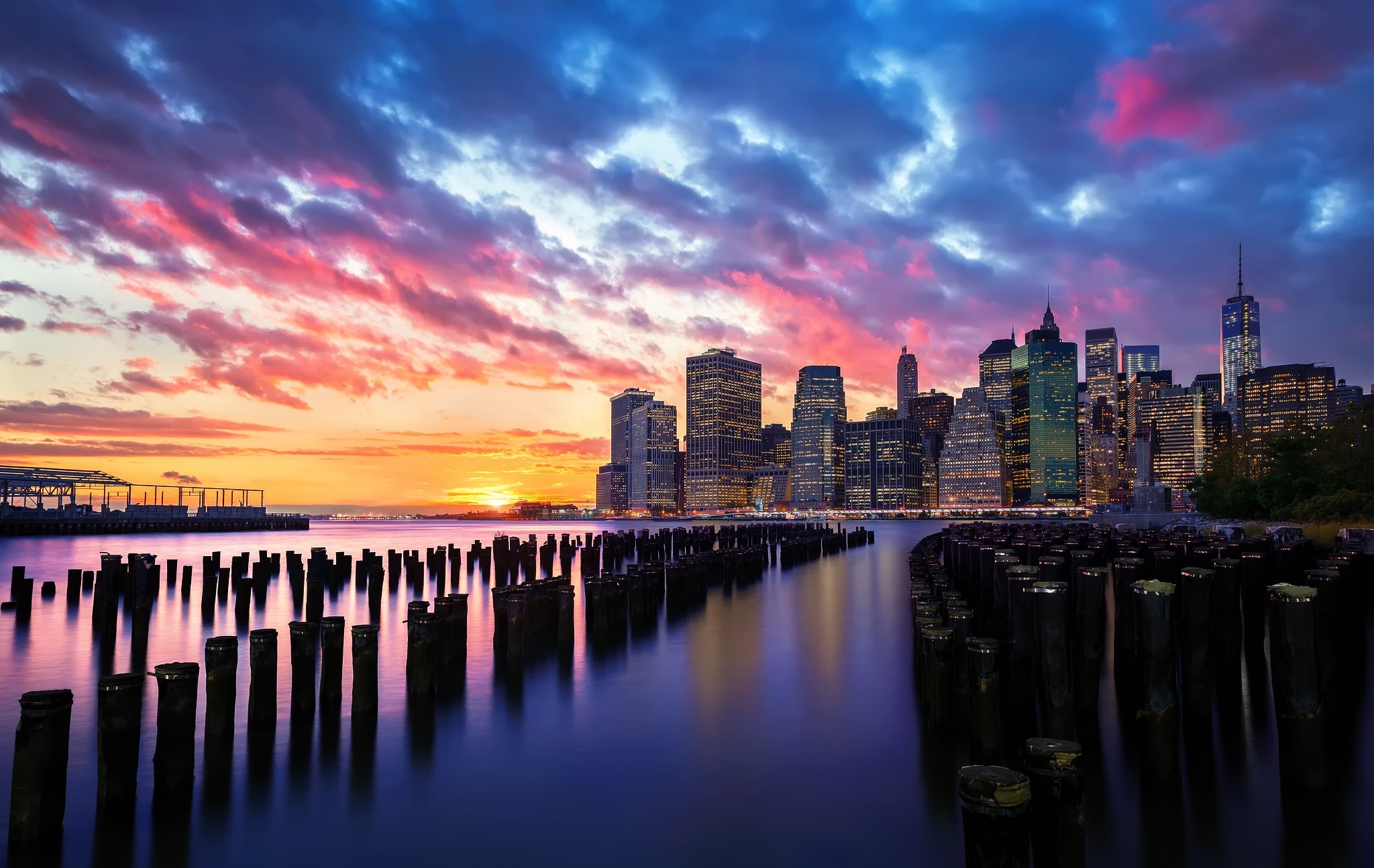 New York sunset, Architecture wallpaper, Cityscape beauty, Urban landscape, 2050x1300 HD Desktop