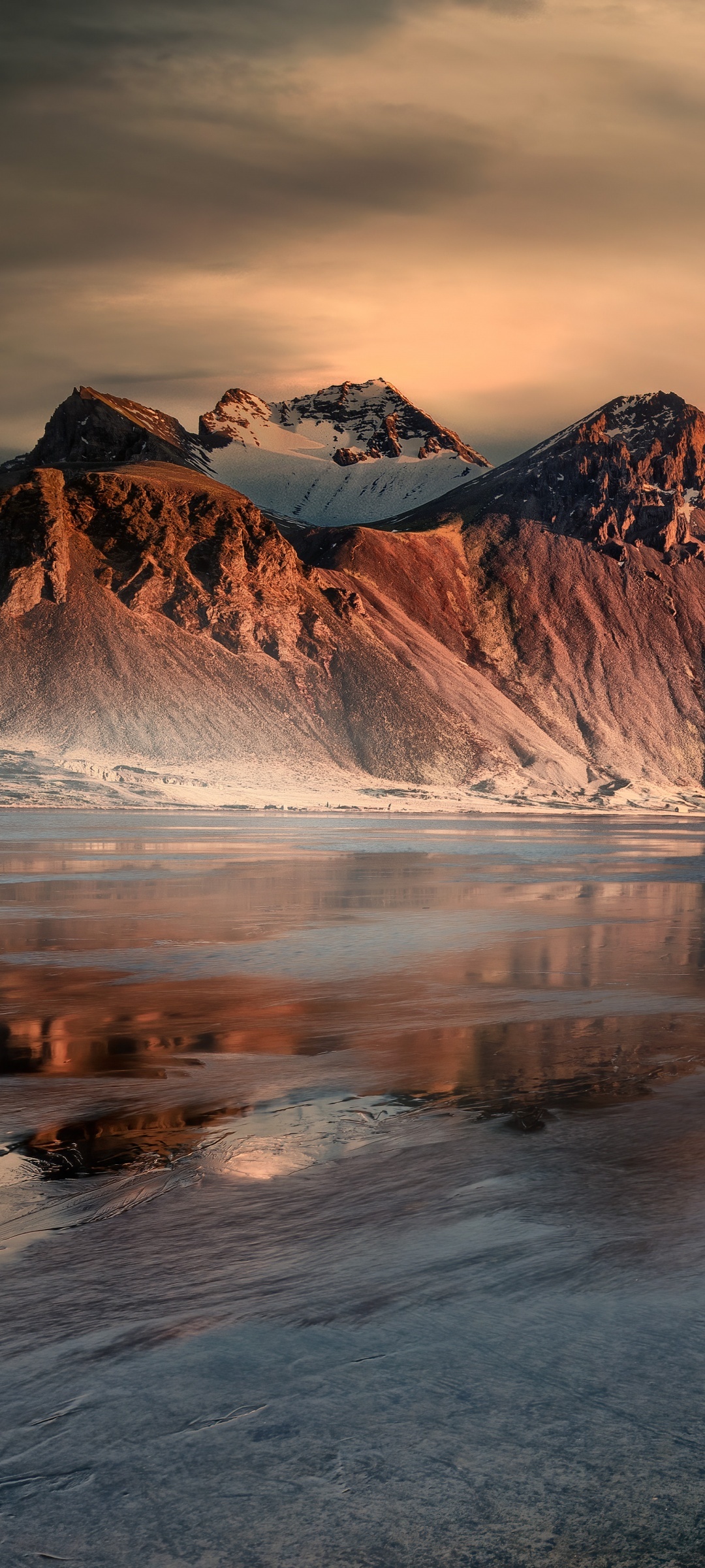 Vestrahorn Wallpaper, Frozen Landscape, Misty Wonder, Winter Serenity, 1080x2400 HD Handy