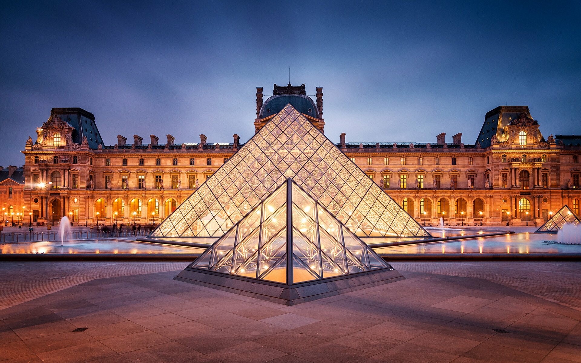 France: Louvre, Paris, Pyramid, Has won the most Nobel Prizes for literature of any country. 1920x1200 HD Wallpaper.