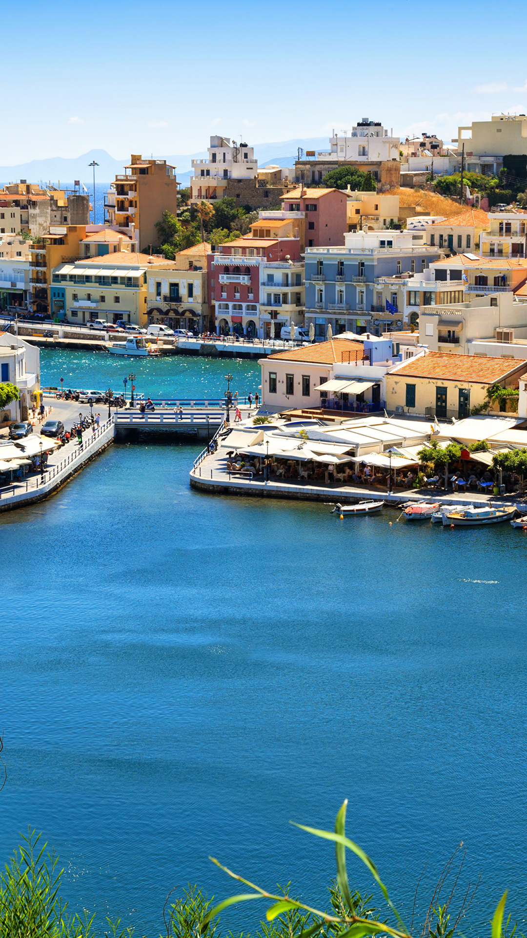 Agios Nikolaos Crete, Coast boats marinas, 1080x1920 Full HD Phone