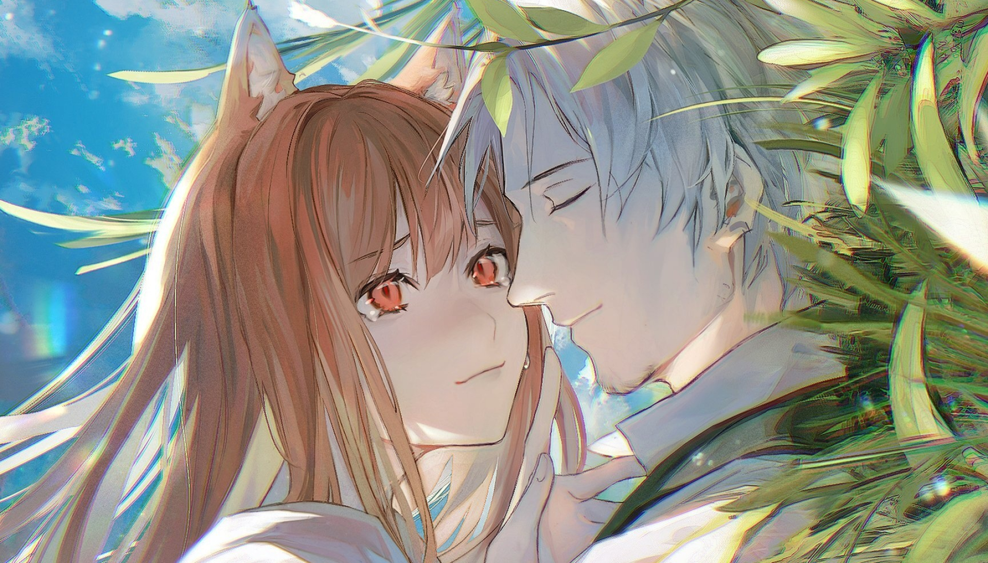 Spice and Wolf (Anime): Loving couple, Romantic relationship, Twenty-five-year-old traveling peddler. 1920x1100 HD Wallpaper.