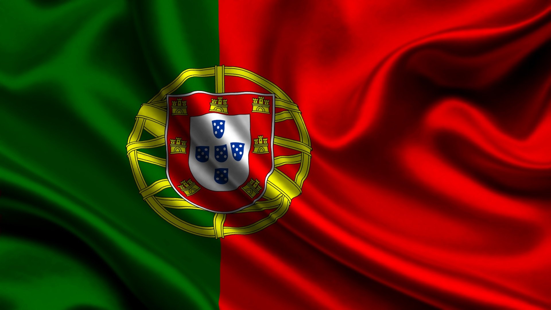 Flag: Bandeira Verde-Rubra, Portugal. 1920x1080 Full HD Wallpaper.