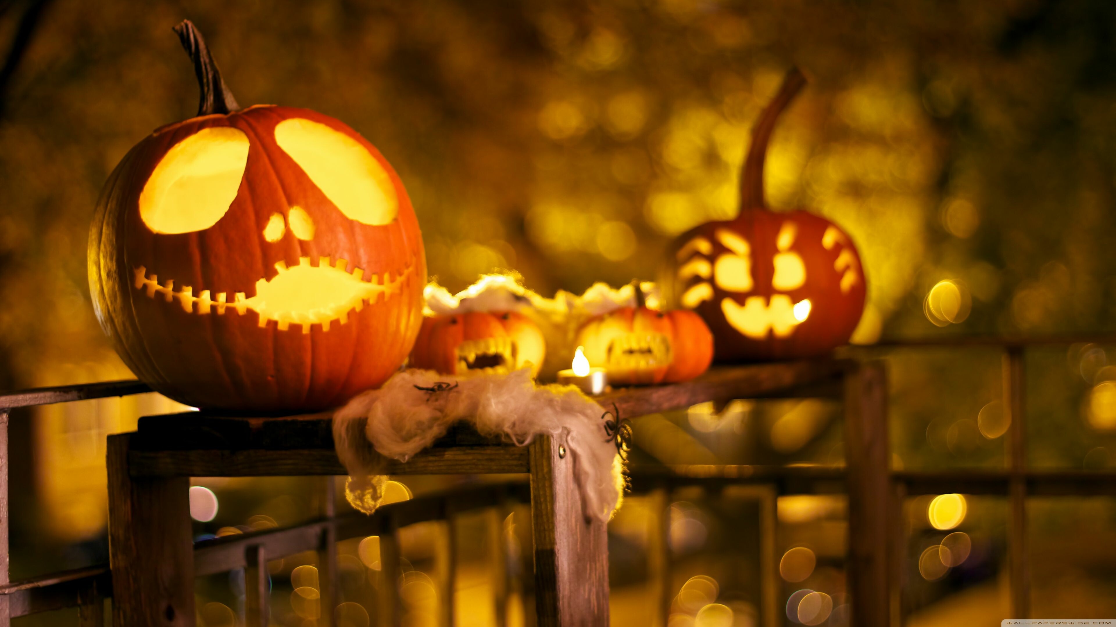Decorations: Halloween, The things used to beautify environment, Pumpkin. 3840x2160 4K Wallpaper.
