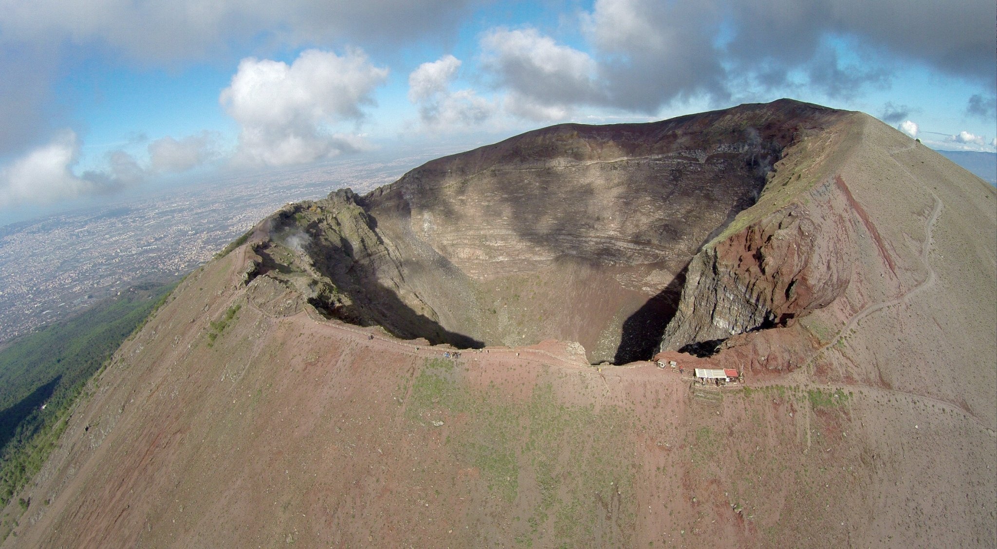 Mount Vesuvius, Aerial adventure, Pompeii helicopter tour, Panoramic views, 2050x1130 HD Desktop