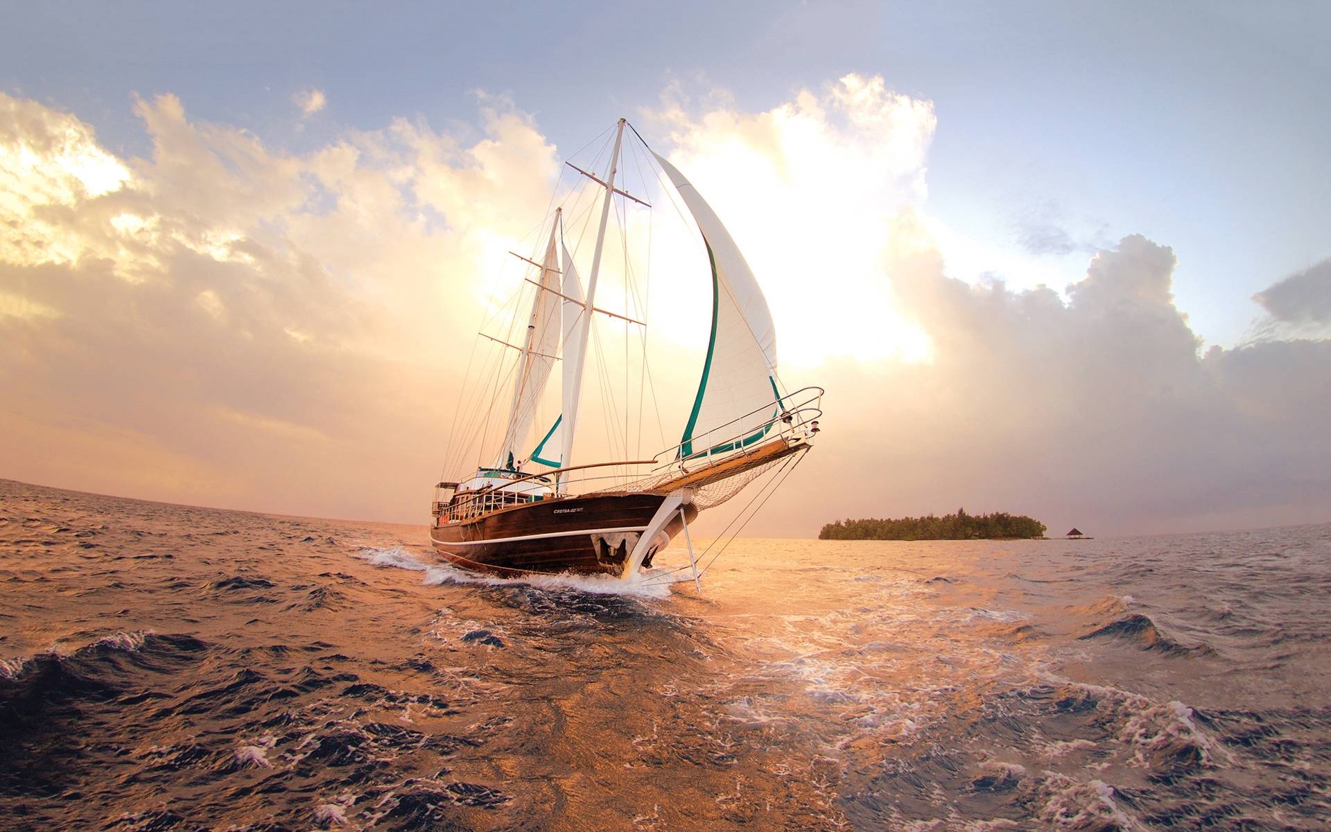 Sailing: Boat, The activity of traveling on the water in a ship propelled by the wind. 1920x1200 HD Wallpaper.