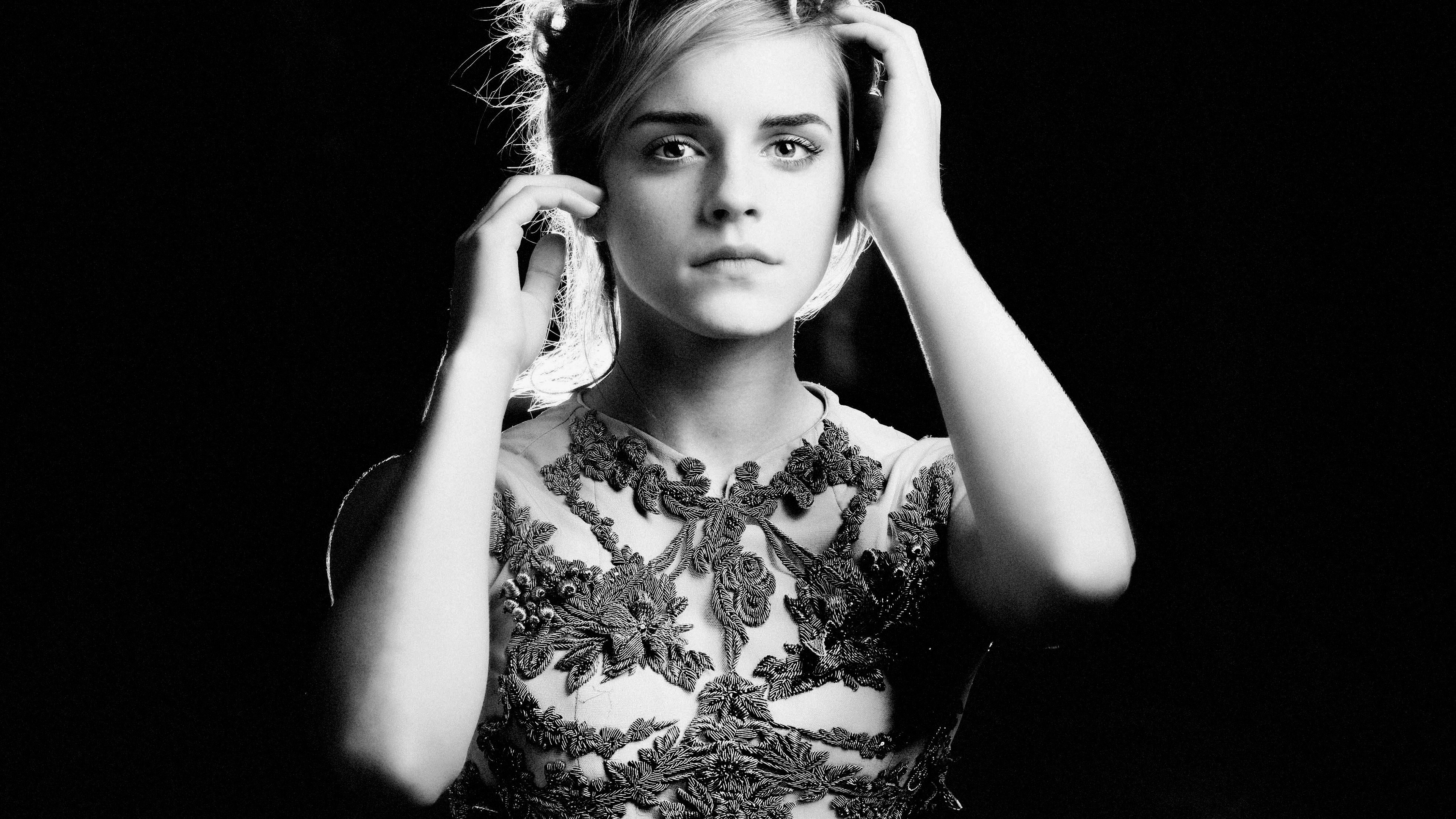 Emma Watson, Monochrome, Celebrities, HD, 3840x2160 4K Desktop