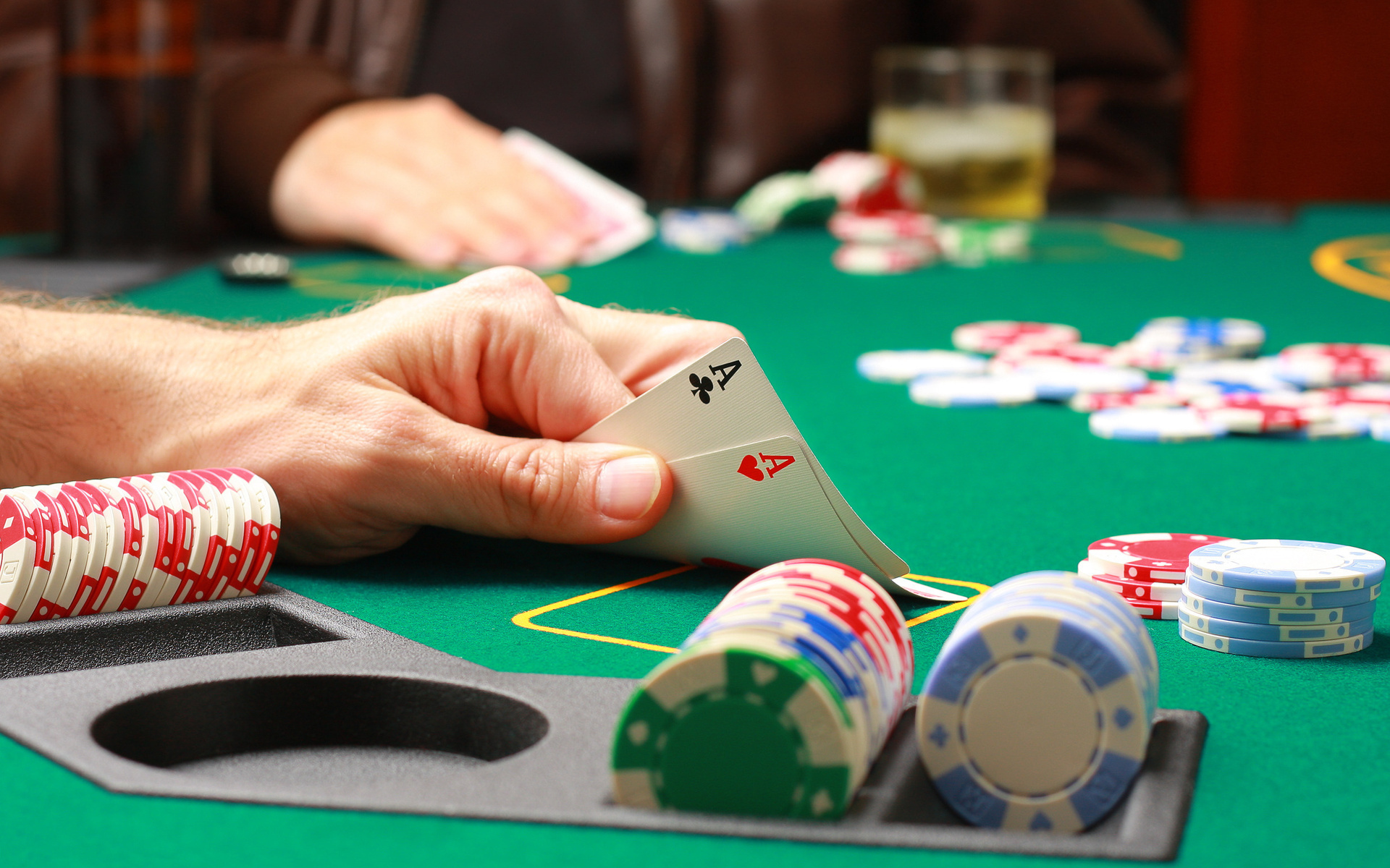 Poker: Higher cards, AA, The best starting hand, Pre-flop in games. 1920x1200 HD Wallpaper.