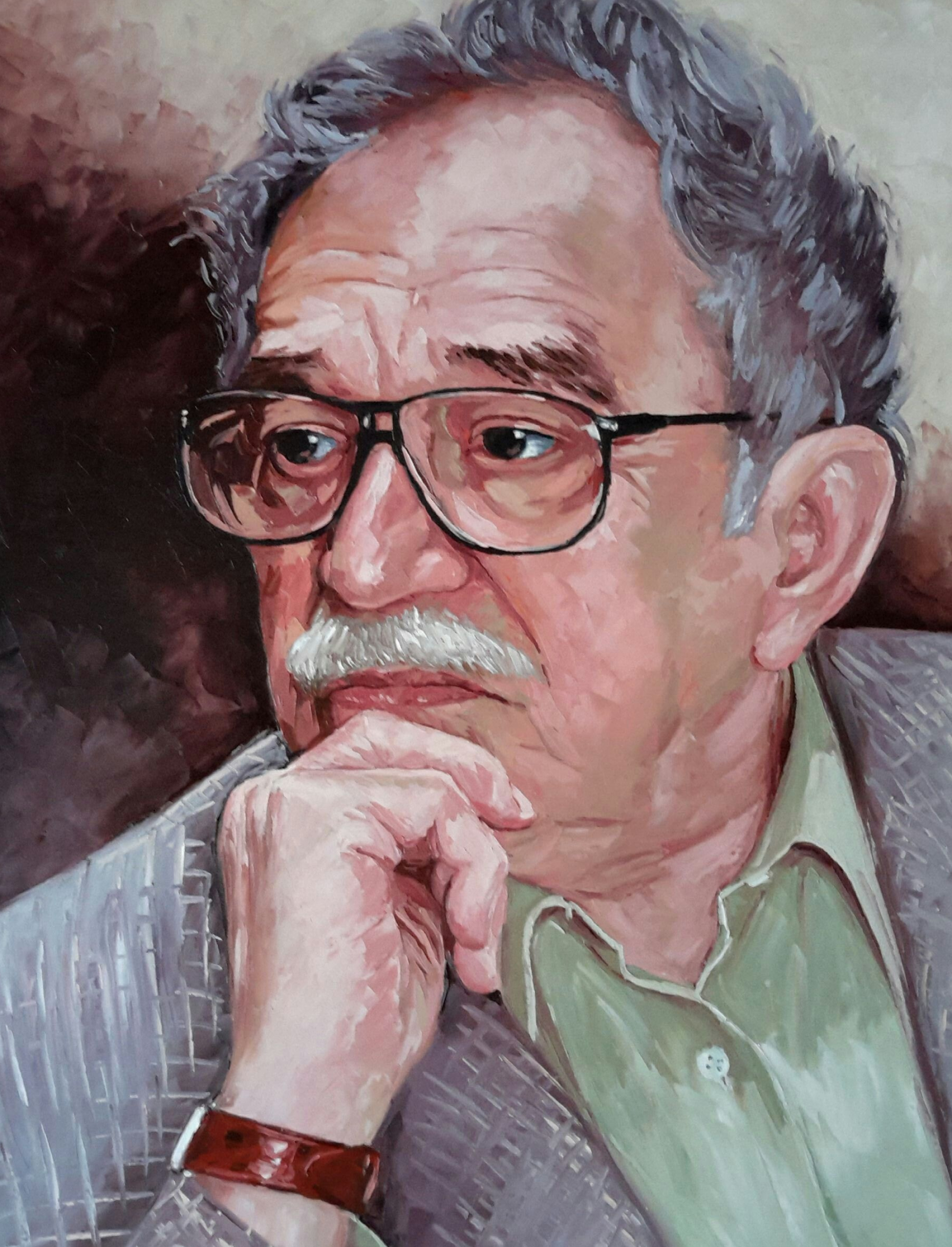 Gabriel Garcia Marquez, Oil palette knife portraits, Artistic tribute, Marquez, 2020x2640 HD Phone