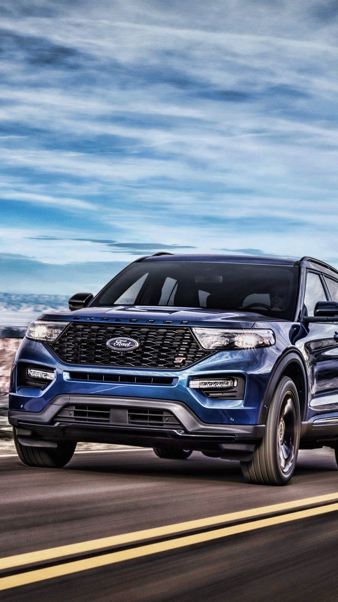 Ford Explorer, 2019 model, Motion blur, Captivating wallpapers, 1080x1920 Full HD Handy
