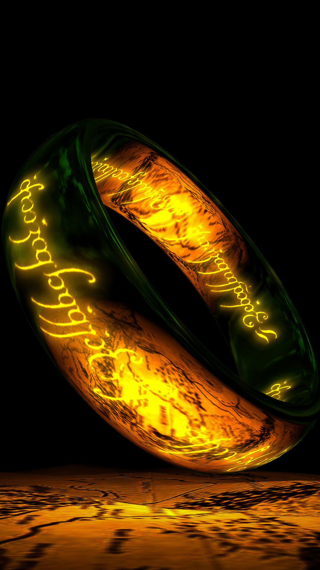 The Lord of the Rings: One Ring, Crafted by the Dark Lord Sauron in the fire of Orodruin. 1080x1920 Full HD Wallpaper.